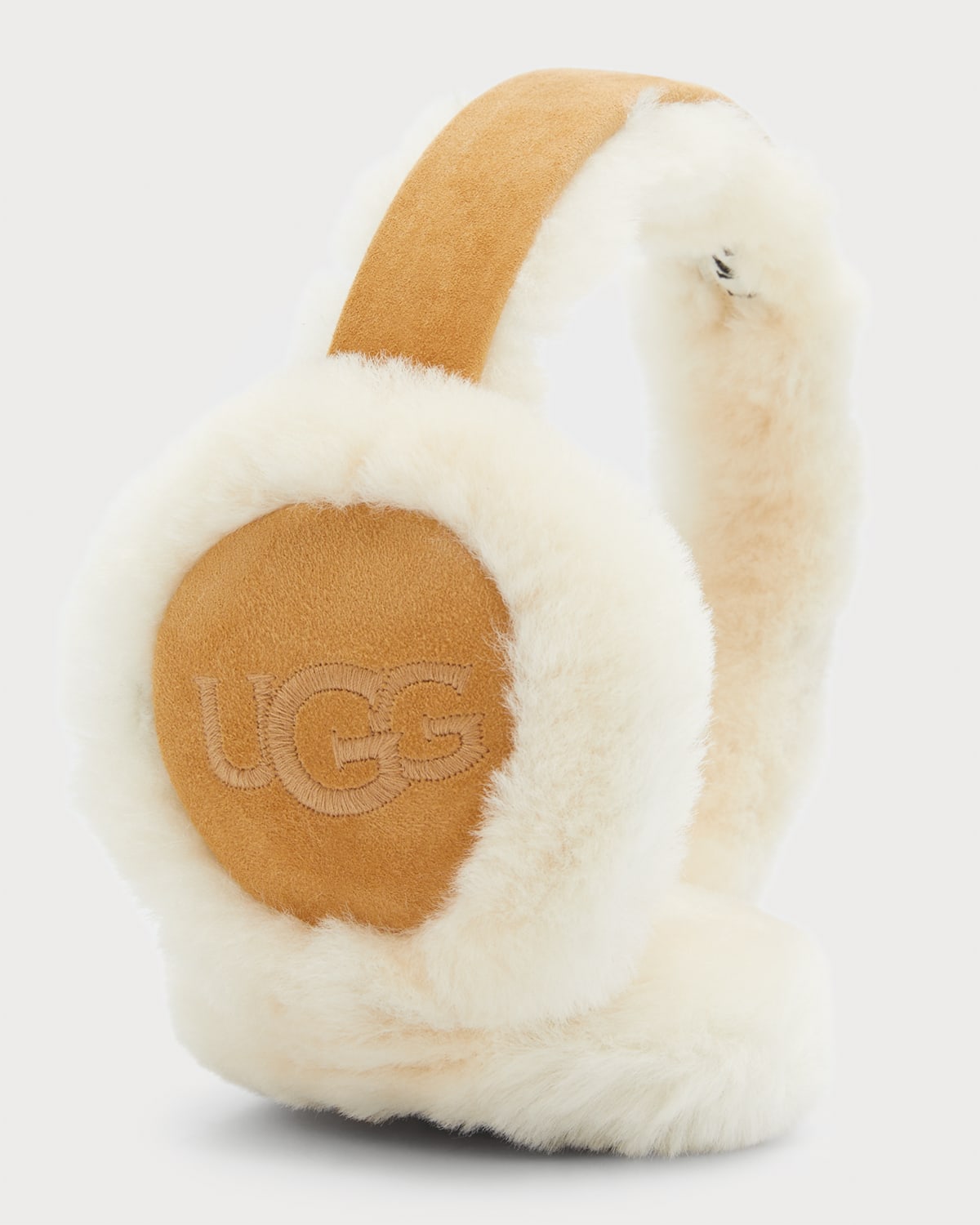 Ugg Embroidered Logo Shearling Earmuffs In Che Chesnut