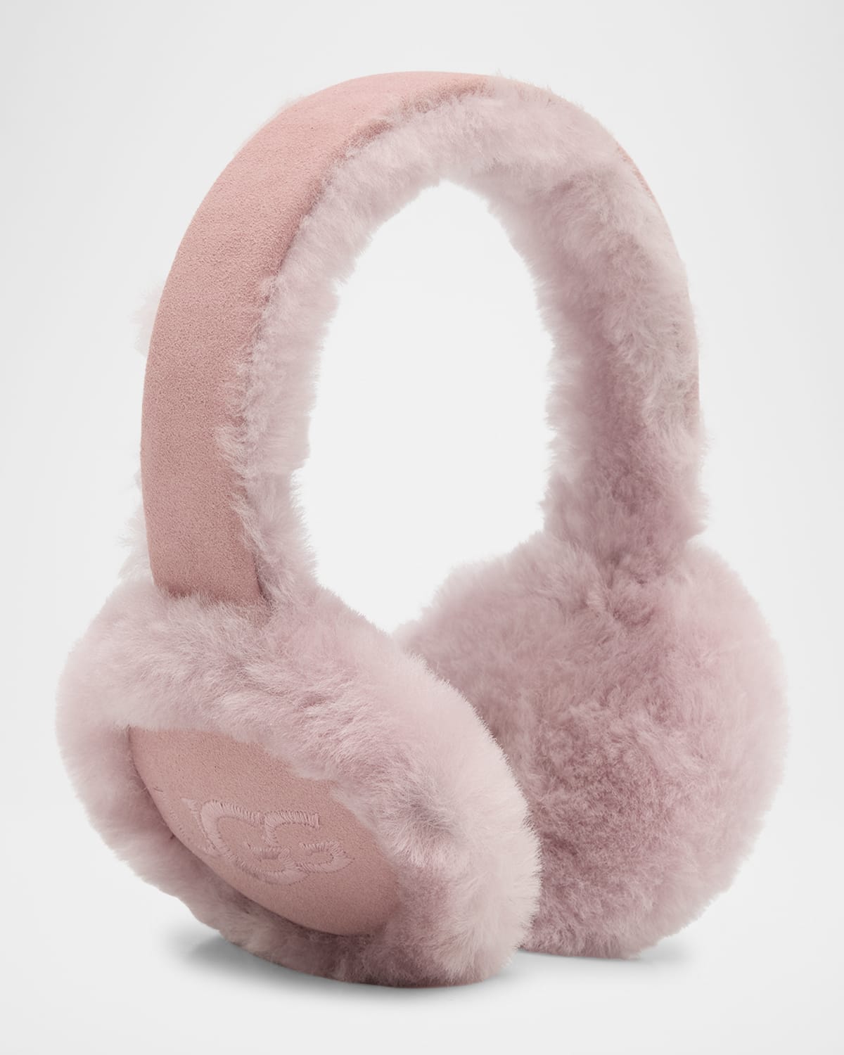 Ugg Embroidered Logo Shearling Earmuffs In Ashen Rose
