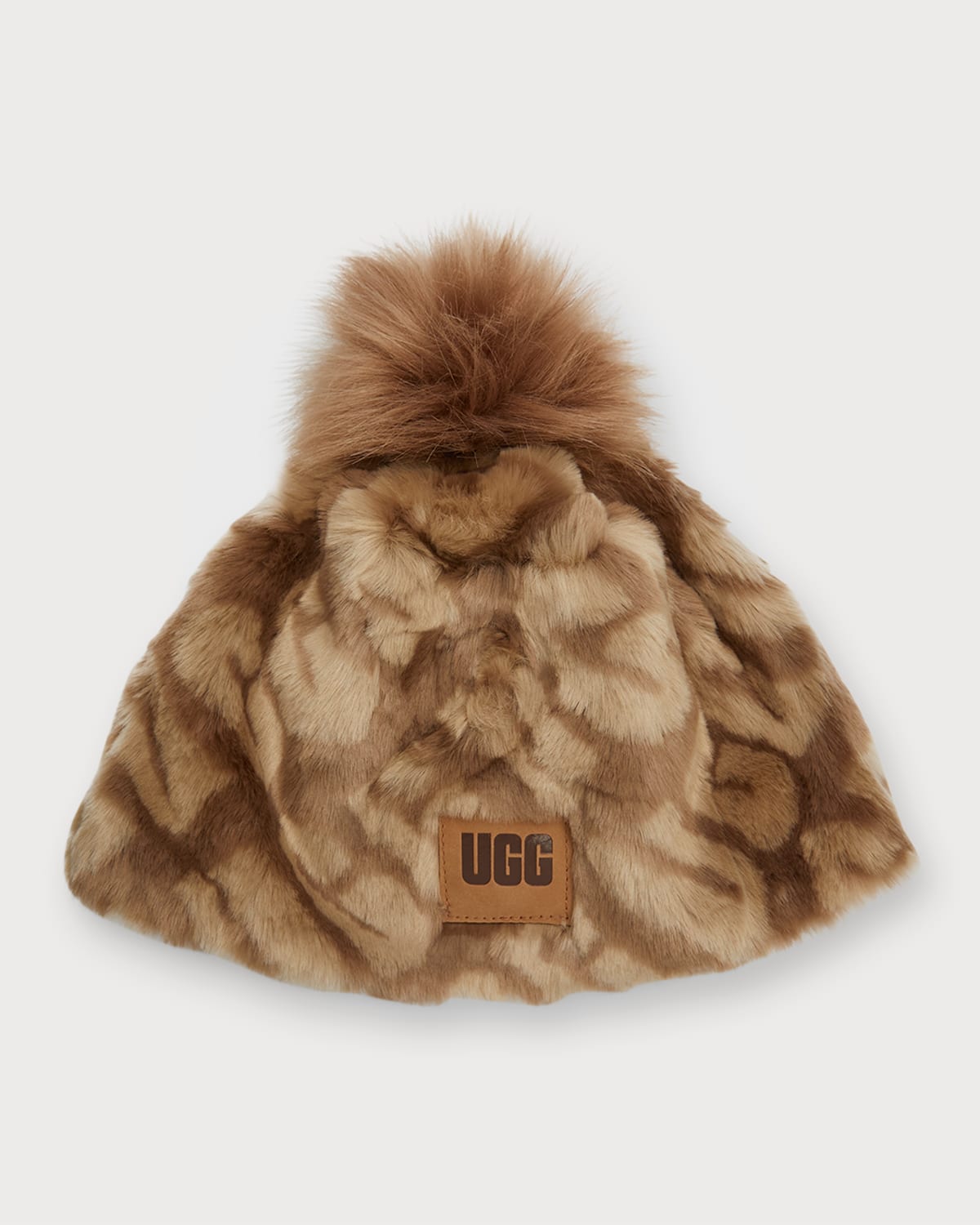 Ugg Women's Pom-pom Faux Fur Logo Beanie In Brown Cream