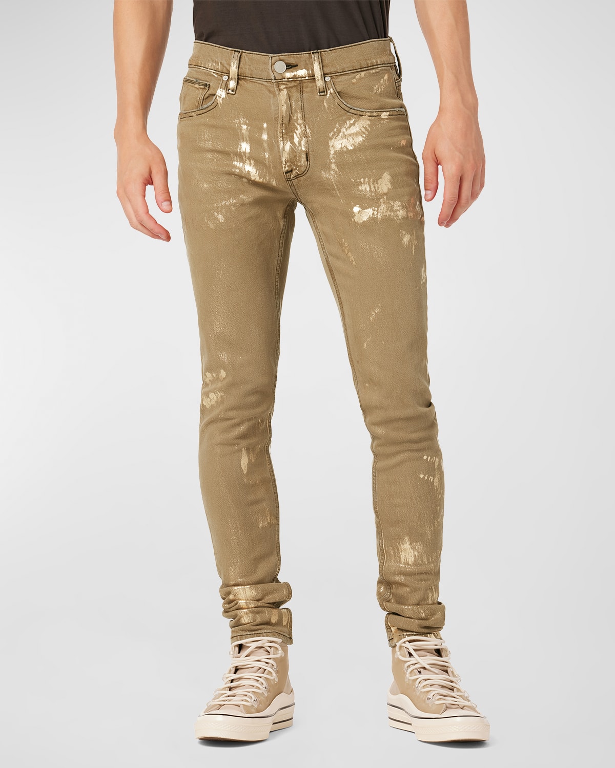 Hudson Men's Zack Painter Skinny Jeans In Bronze Foil