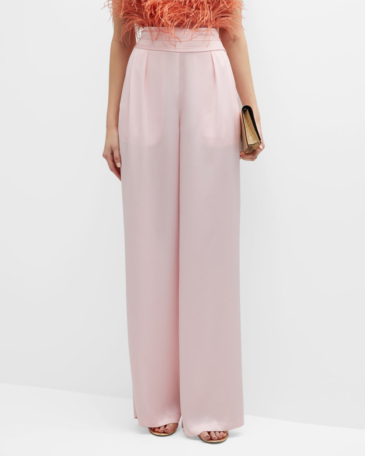 Ramy Brook Joss Satin Wide-leg Trousers In Candy Pink