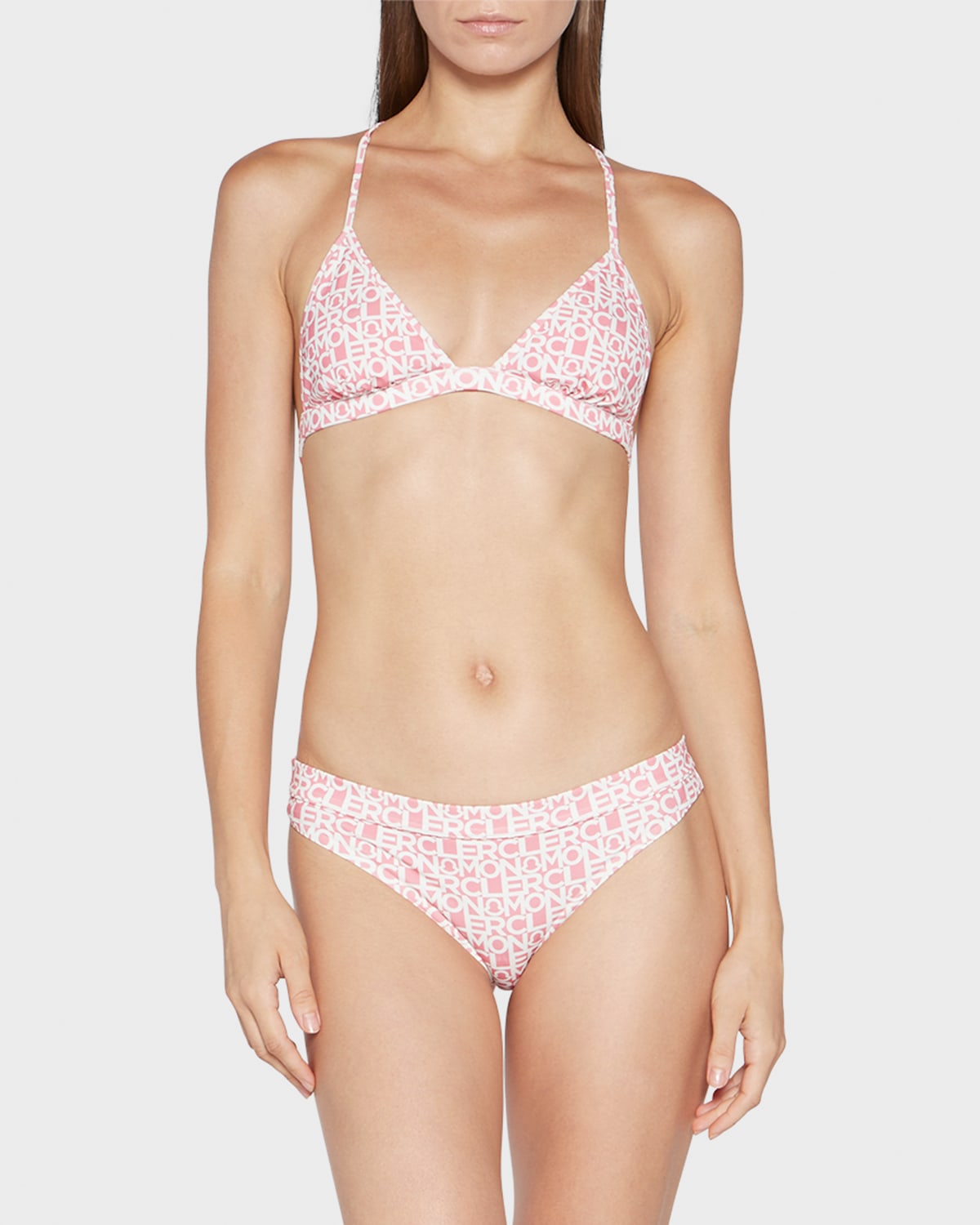 Moncler Logo Print Two-piece Swimsuit In Pink