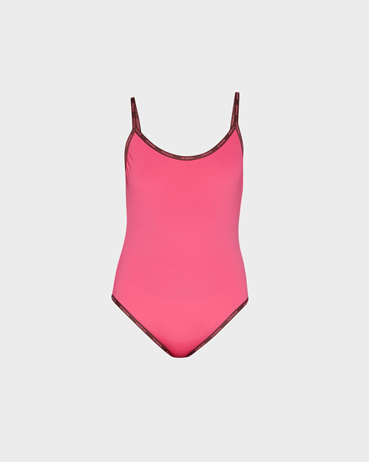 Moncler One-piece Swimsuit With Logo Trim In Fuschia