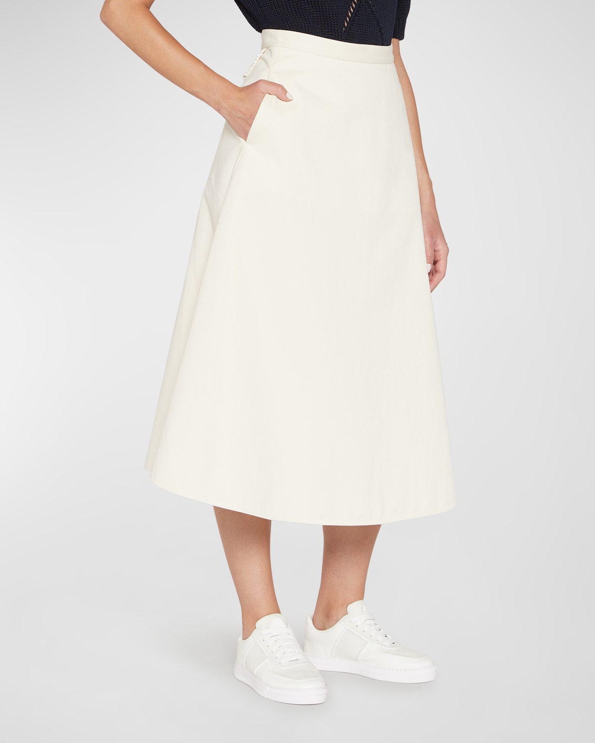 Moncler Ribbed-knit Wool And Cashmere Midi Skirt In White