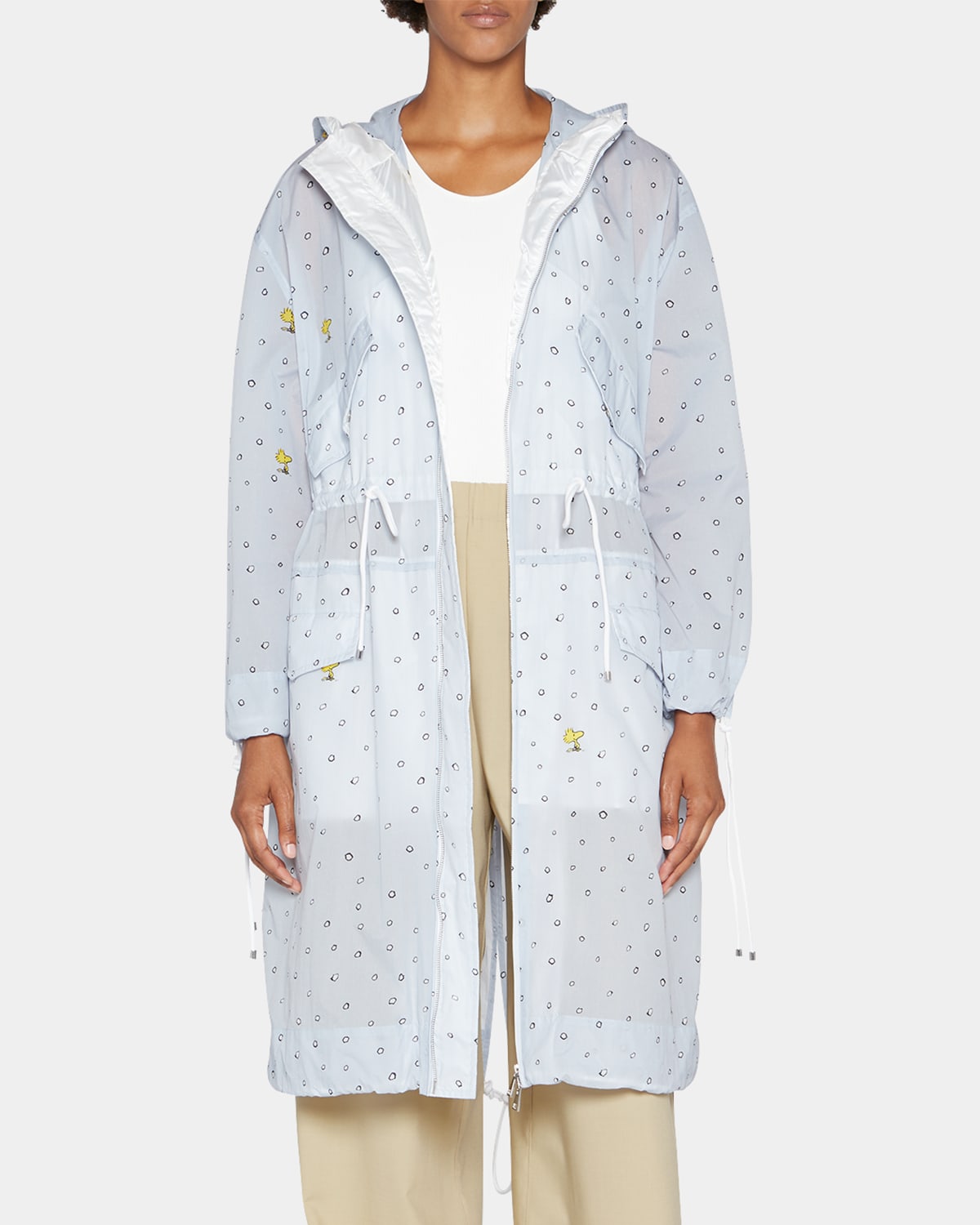 Moncler X Peanuts Erne Long Parka In Light Blue