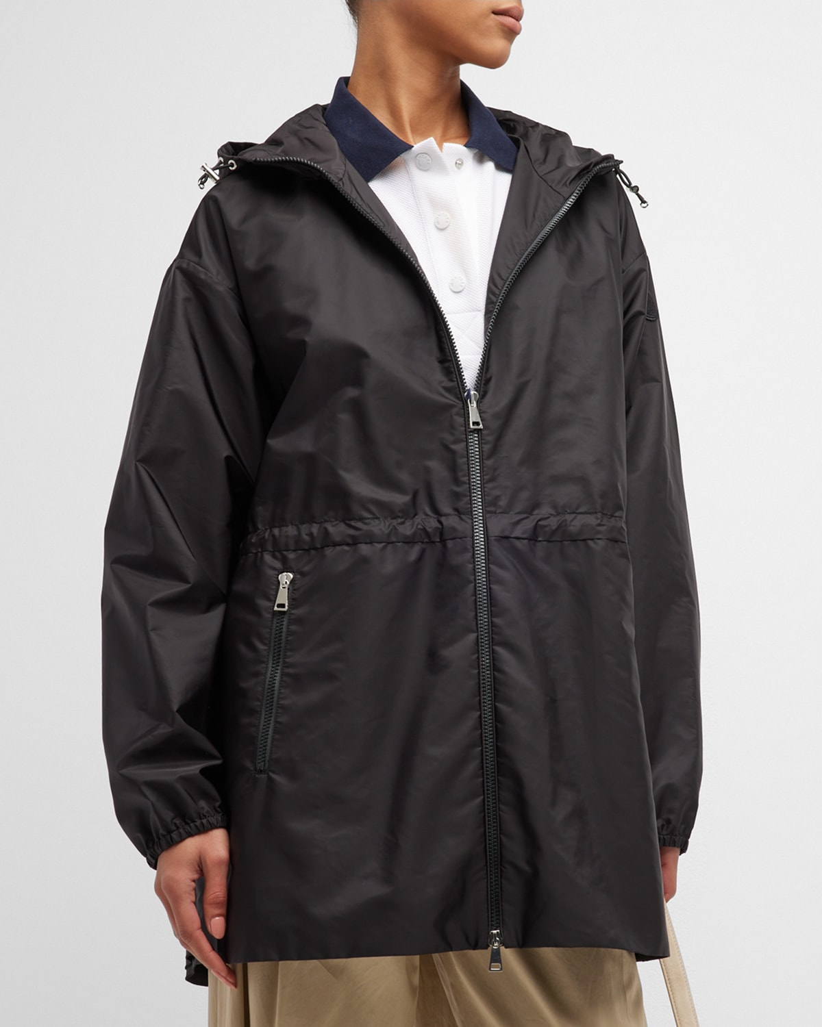 Shop Moncler Wete Parka Jacket With Gathered Waist In Black