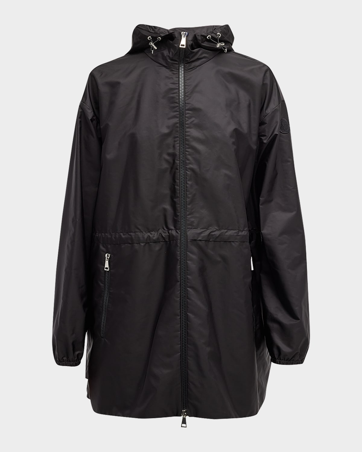 Moncler Wete Parka Jacket With Gathered Waist In Black
