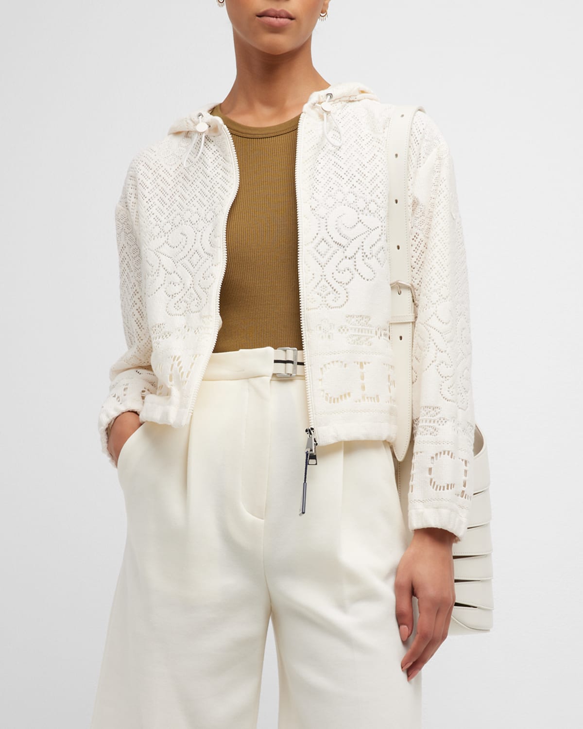 MONCLER SEBASTE EMBROIDERED LACE SHORT JACKET