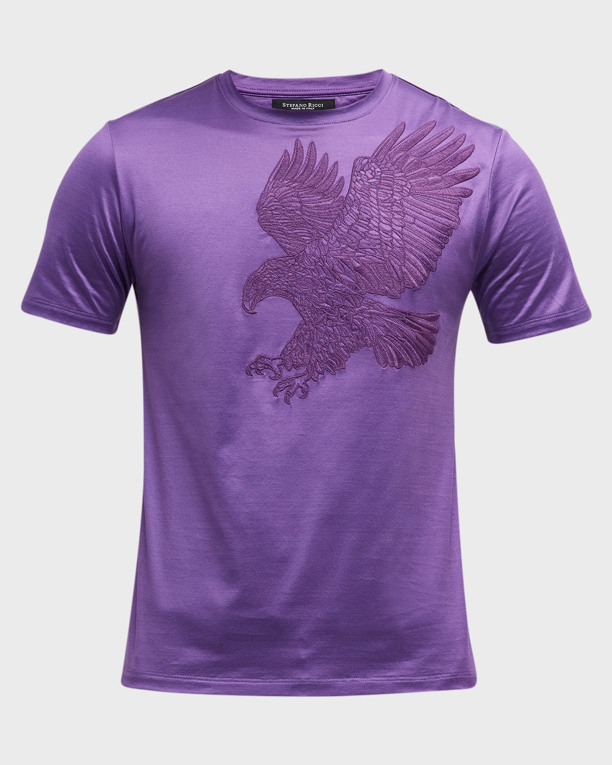 Stefano Ricci Men's Tonal Embroidered Eagle T-shirt In Violet