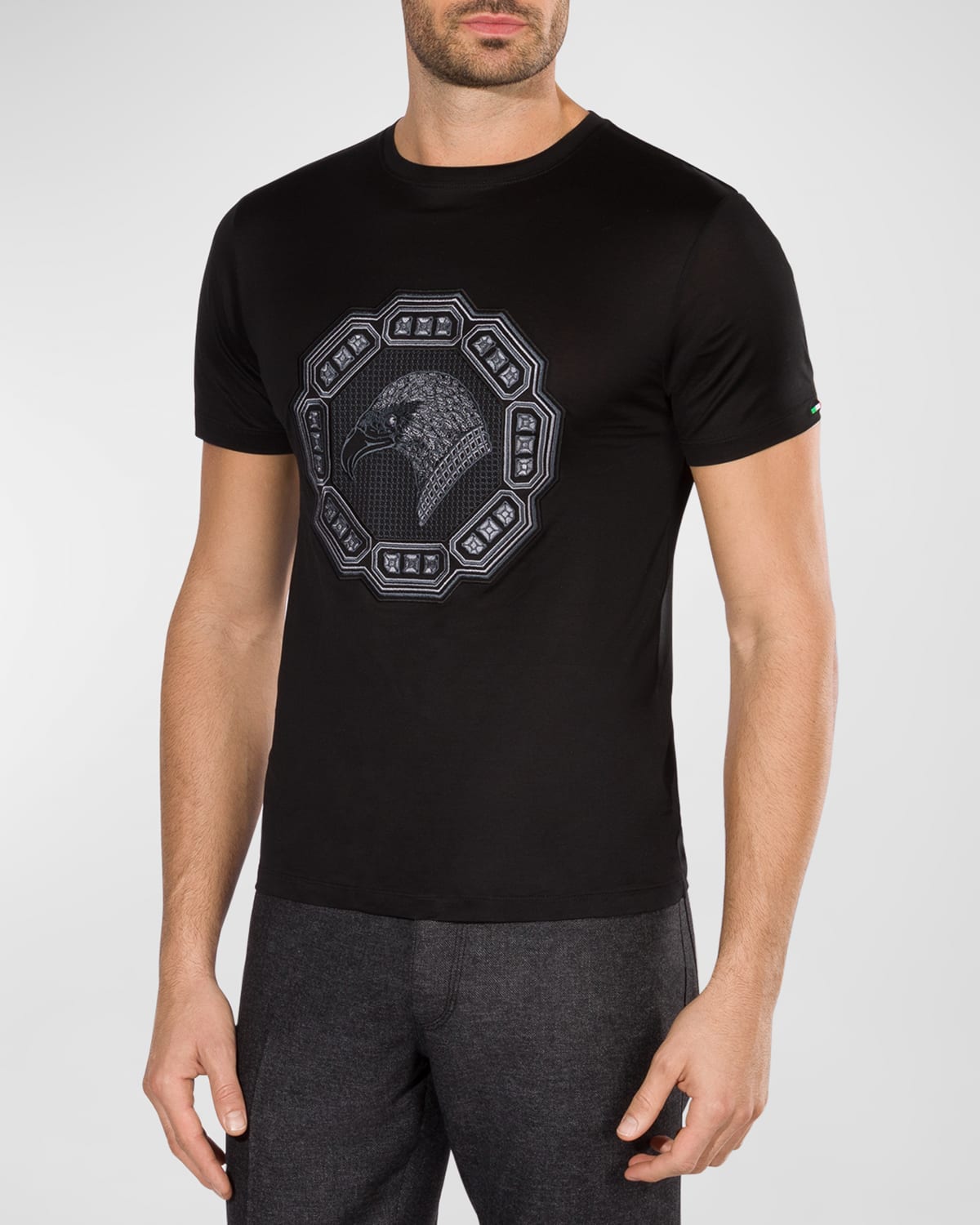 Stefano Ricci Men's Embroidered T-shirt In Black