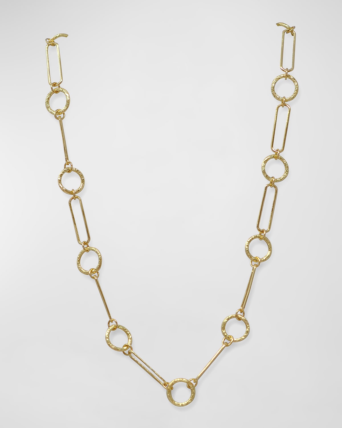 18K Yellow Gold Paper Clip Necklace, 18.5"L