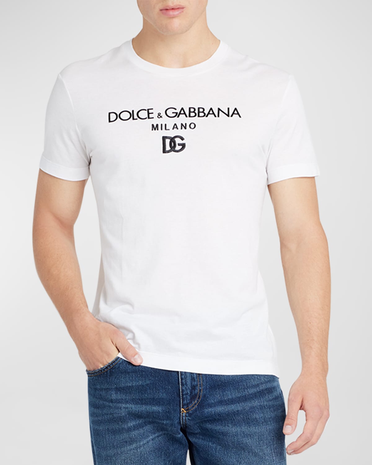Dolce & Gabbana Men's Jersey Logo T-shirt In White