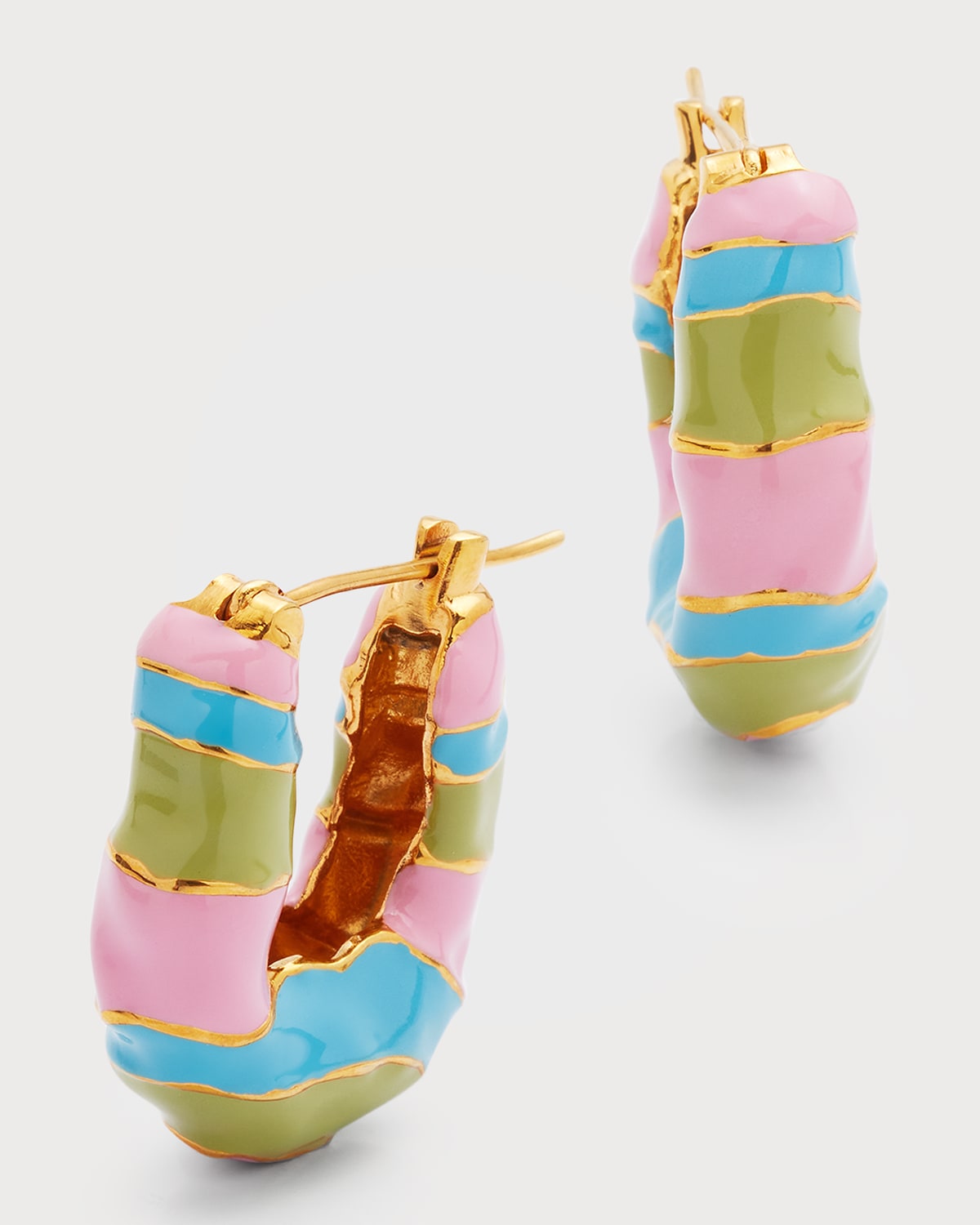Wave Hoop Earrings with Multicolor Enamel