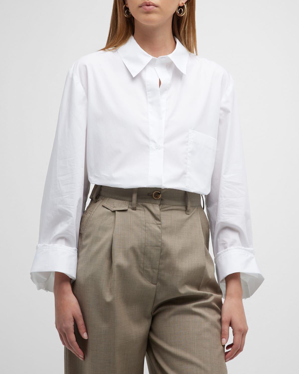 Twp New Morning After Button-front Cotton Shirt In White