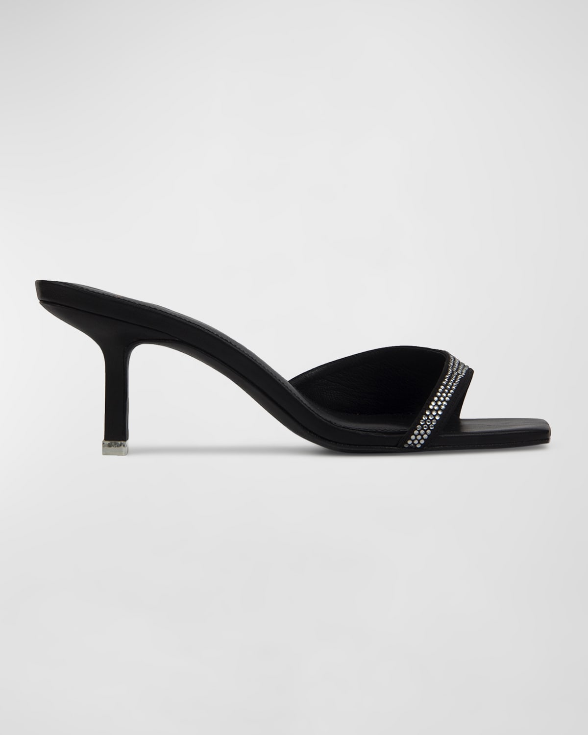 Black Suede Studio Madison Square-Toe Slide Sandals