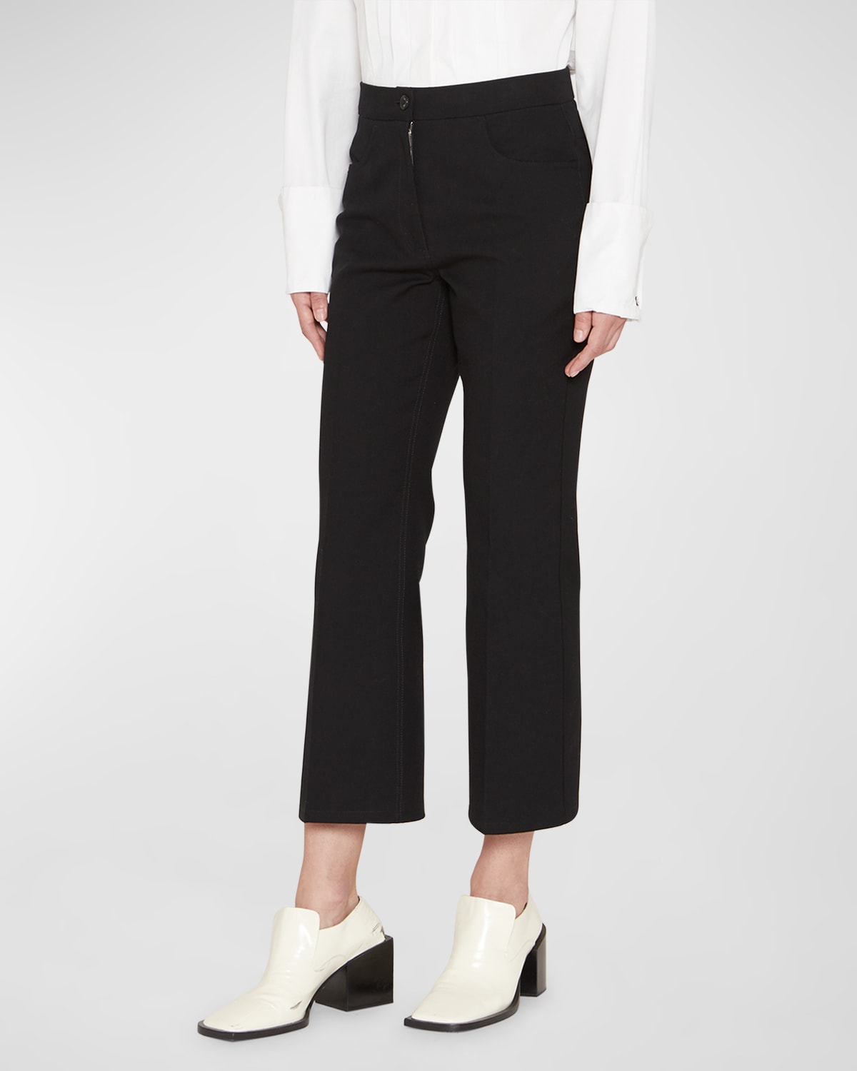 Jil Sander Cropped Flared Cotton Pants In Black