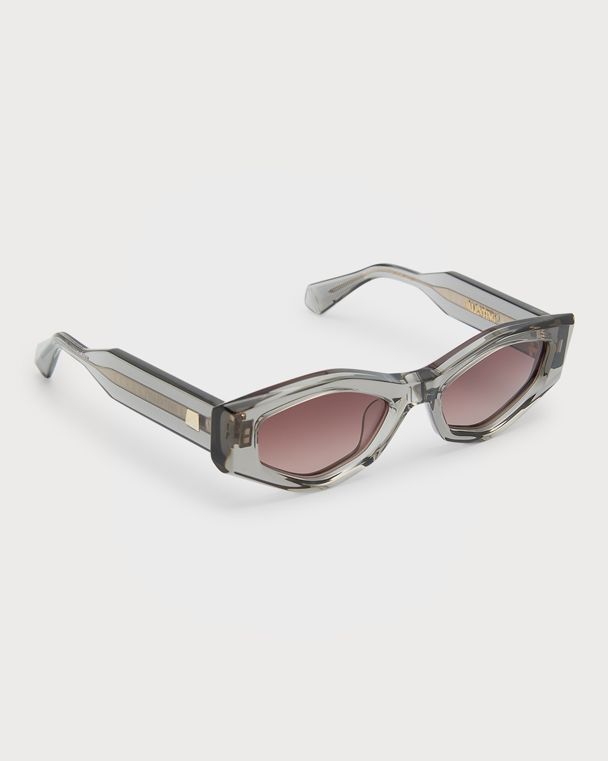 Tre Geometric Acetate & Titanium Oval Sunglasses