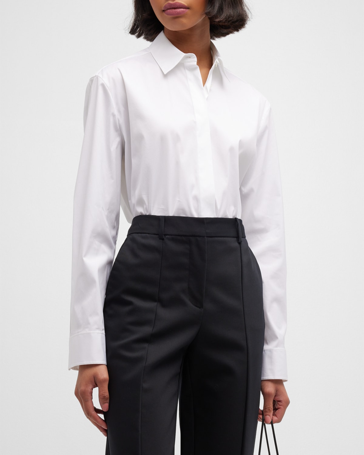 Shop Theory Classic Button-front Boyfriend Shirt In Wht