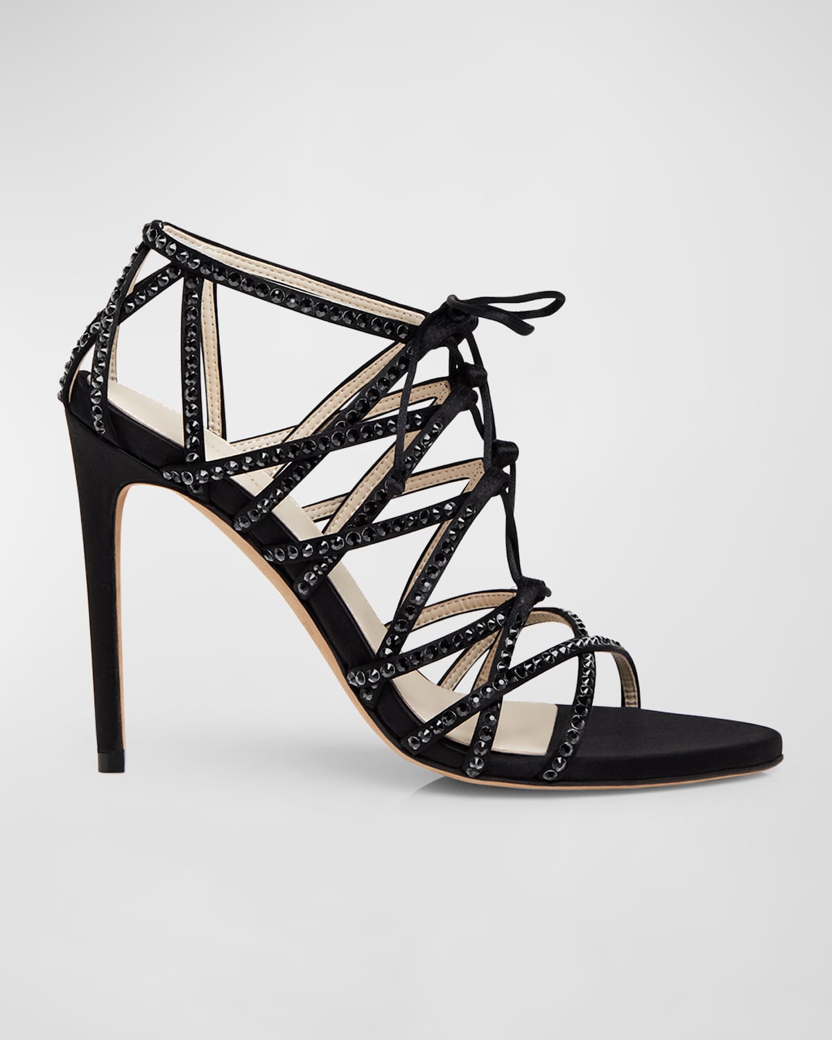 Prota Fiori Jamesia Crystal Embellished Caged Sandals In Midnight