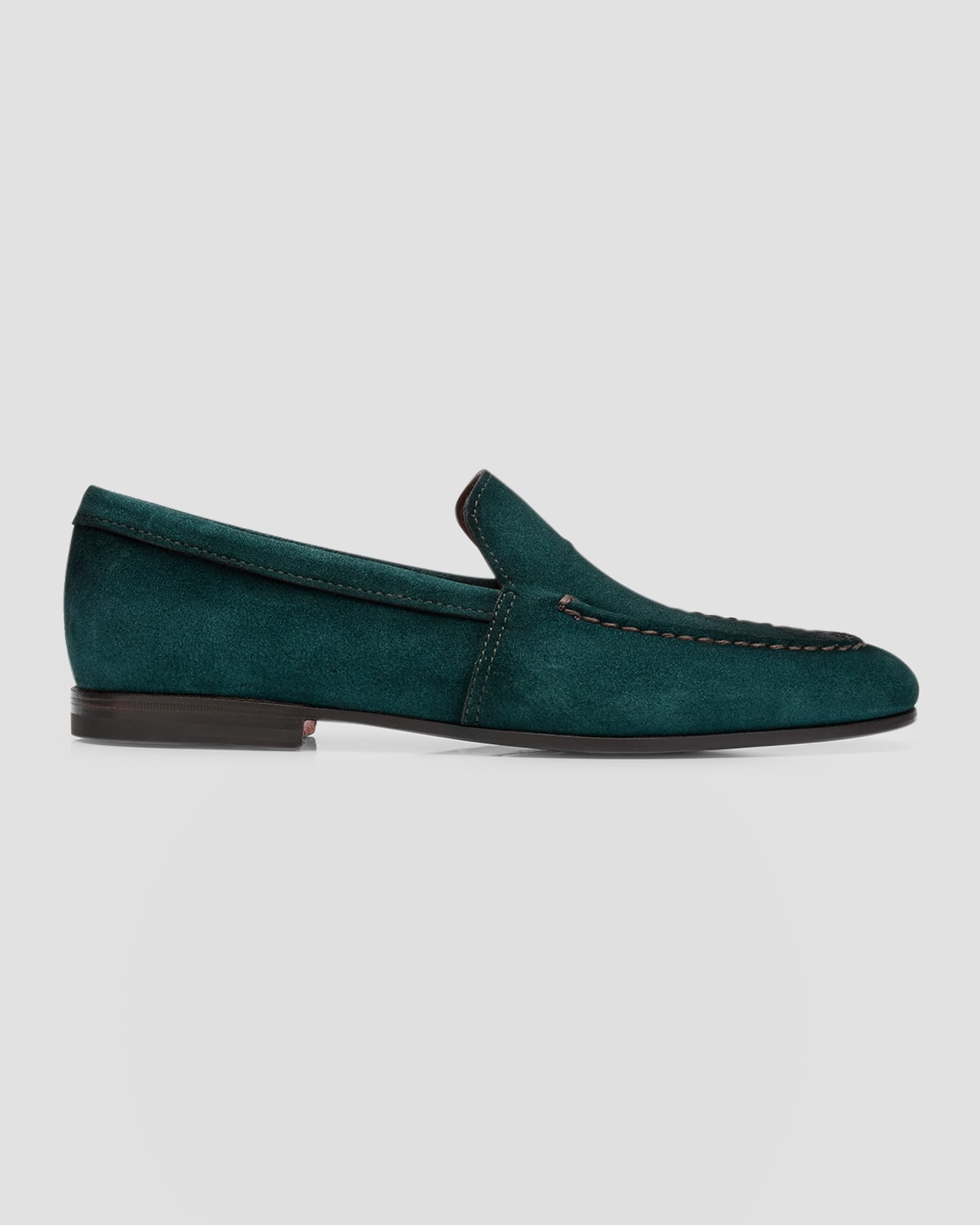 Santoni Men's Daisy Burnished Suede Loafers In Green
