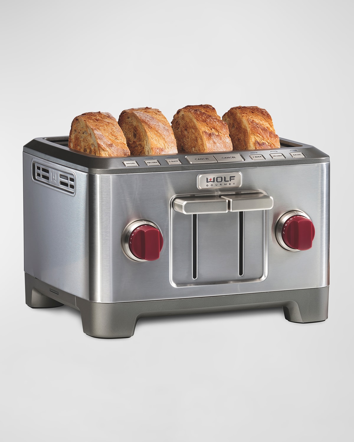 WOLF GOURMET FOUR-SLICE TOASTER WITH RED KNOB