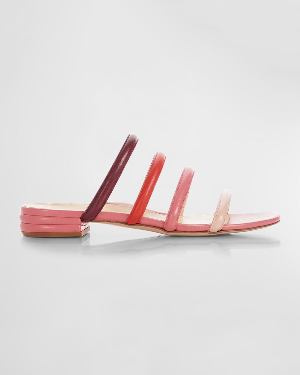 Marion Parke Stefi Ombre Leather Slide Sandals In Powder To Wine