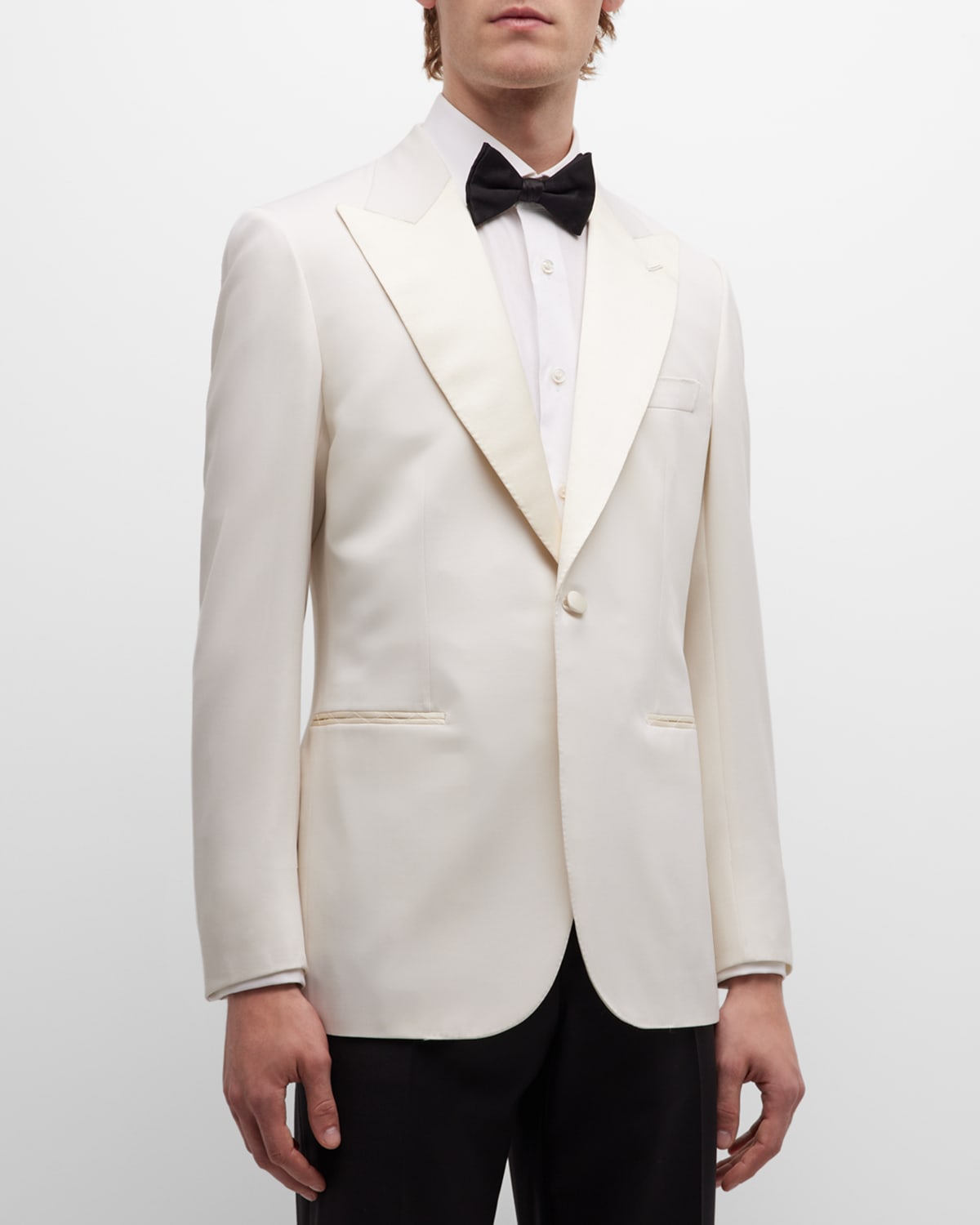 Brioni Men's Solid Wool Dinner Jacket In White