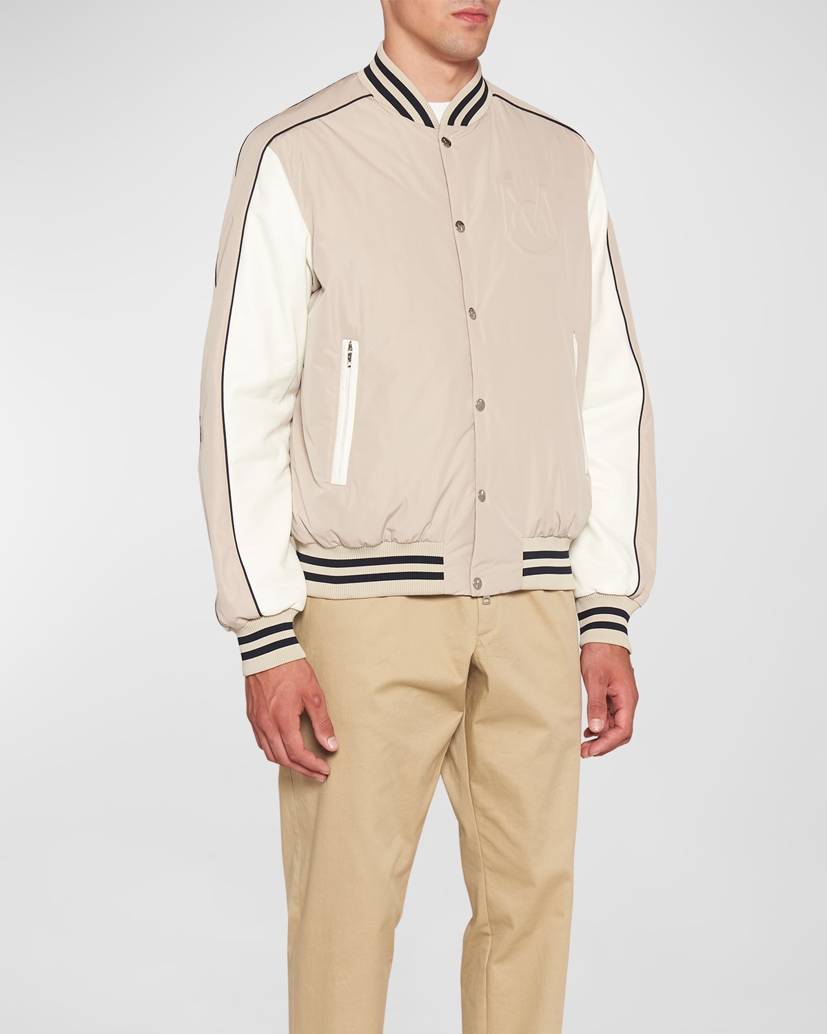 Moncler Beige Detian Down Bomber Jacket In Medium Beige