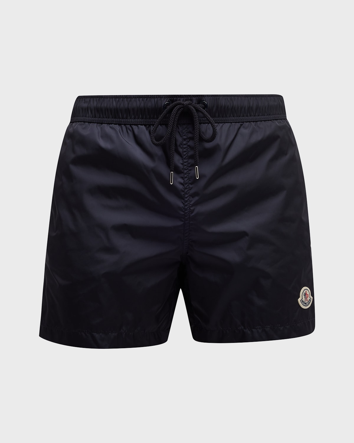 Shop Moncler Men's Signature Swim Shorts In Navy