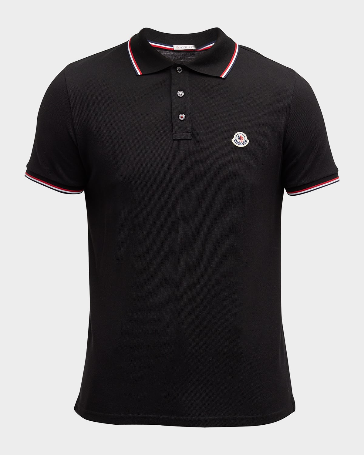 Shop Moncler Men's Pique Tipped Polo Shirt In Black