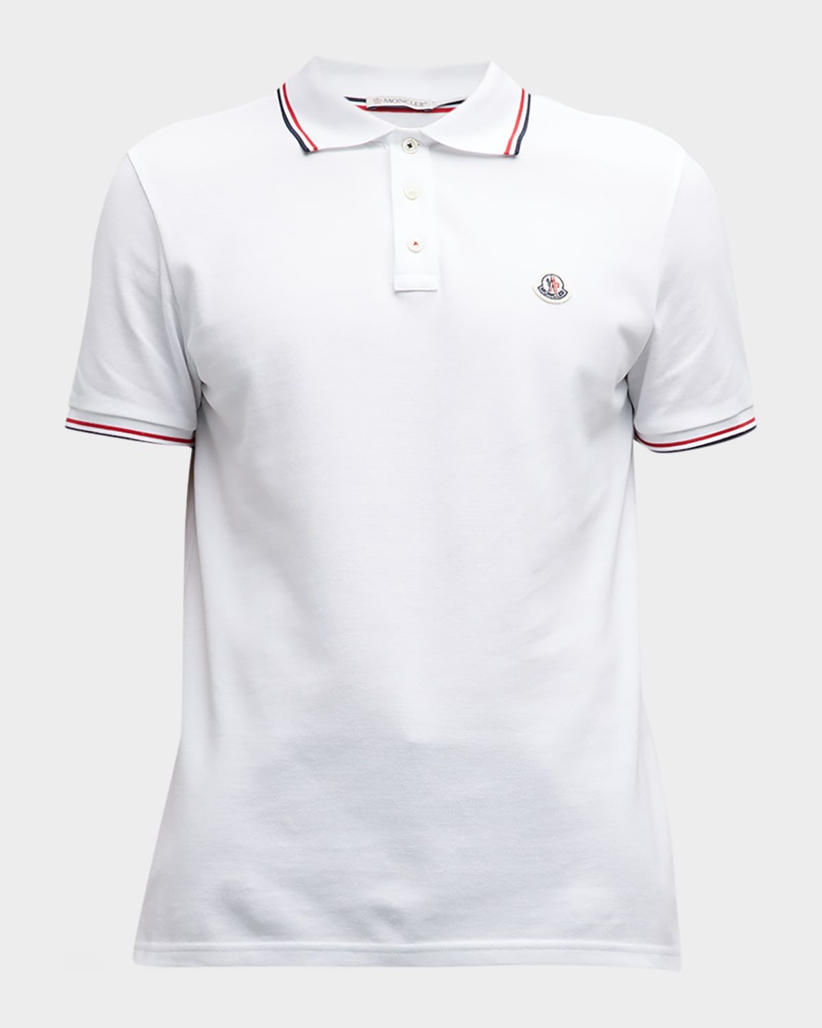 Shop Moncler Men's Pique Tipped Polo Shirt In White