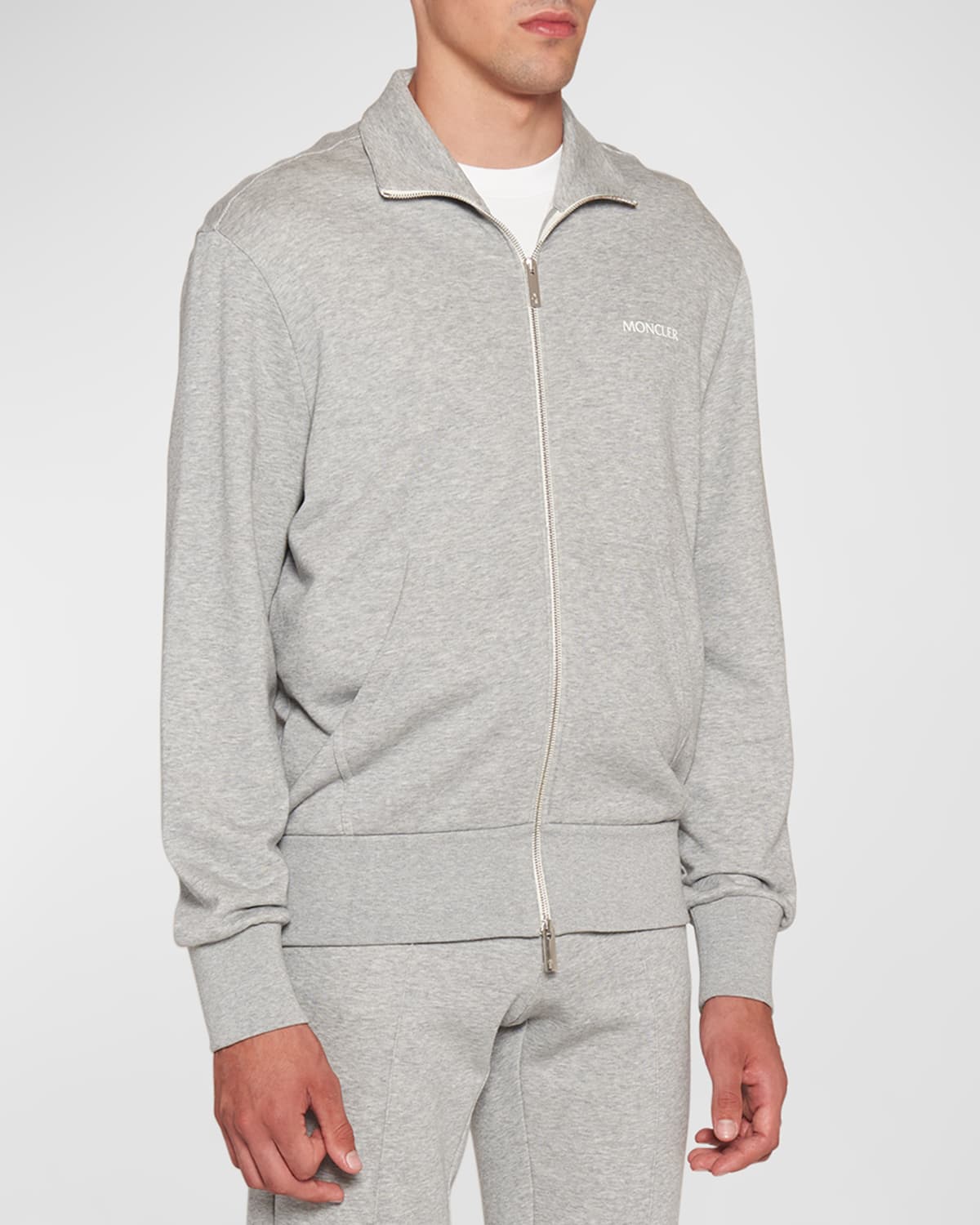 Moncler Zip Front Sweatshirt In Light Gray