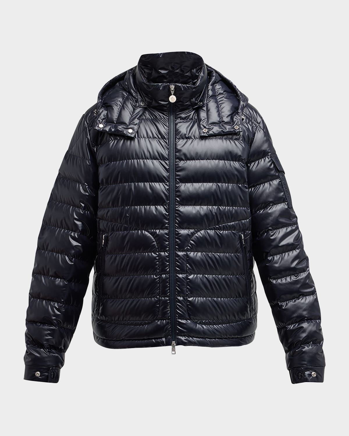 Shop Moncler Men's Lauros Channeled Down Jacket In Navy