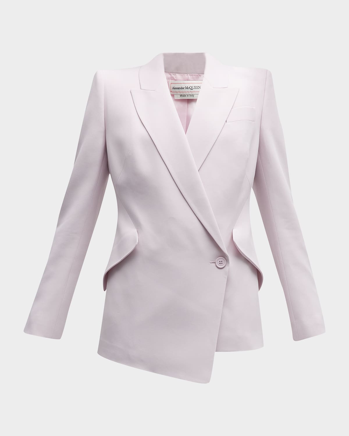 Alexander Mcqueen Single Button Blazer Jacket W/ Drop Hem In Pale Yello
