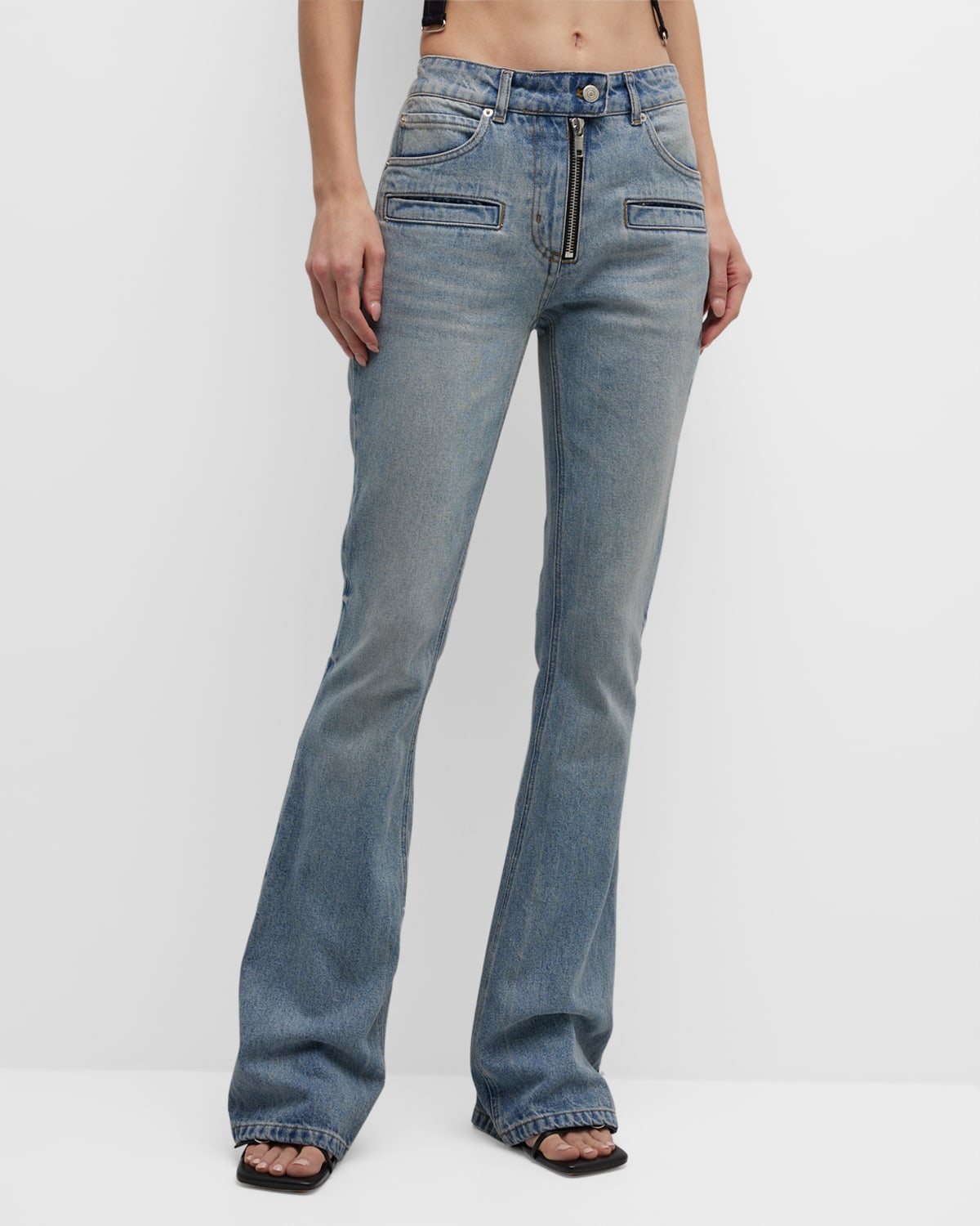 Courrèges 123dpa114de0016 Dirty Blue Denim Zipped Pants 7011 Light Blue Wash In Light Blue Wash