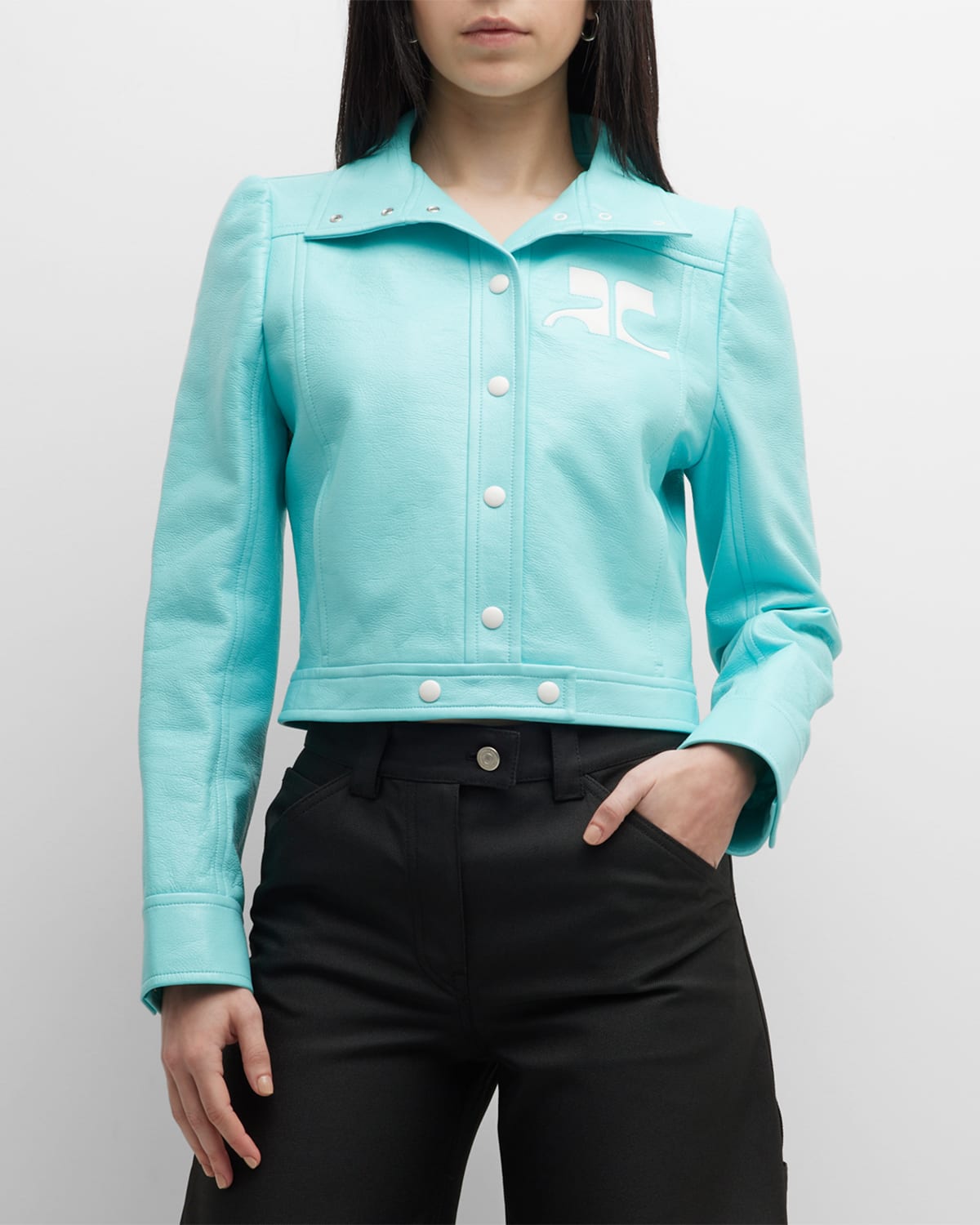 Courrèges Vinyl Jacket Reedition In Turquoise
