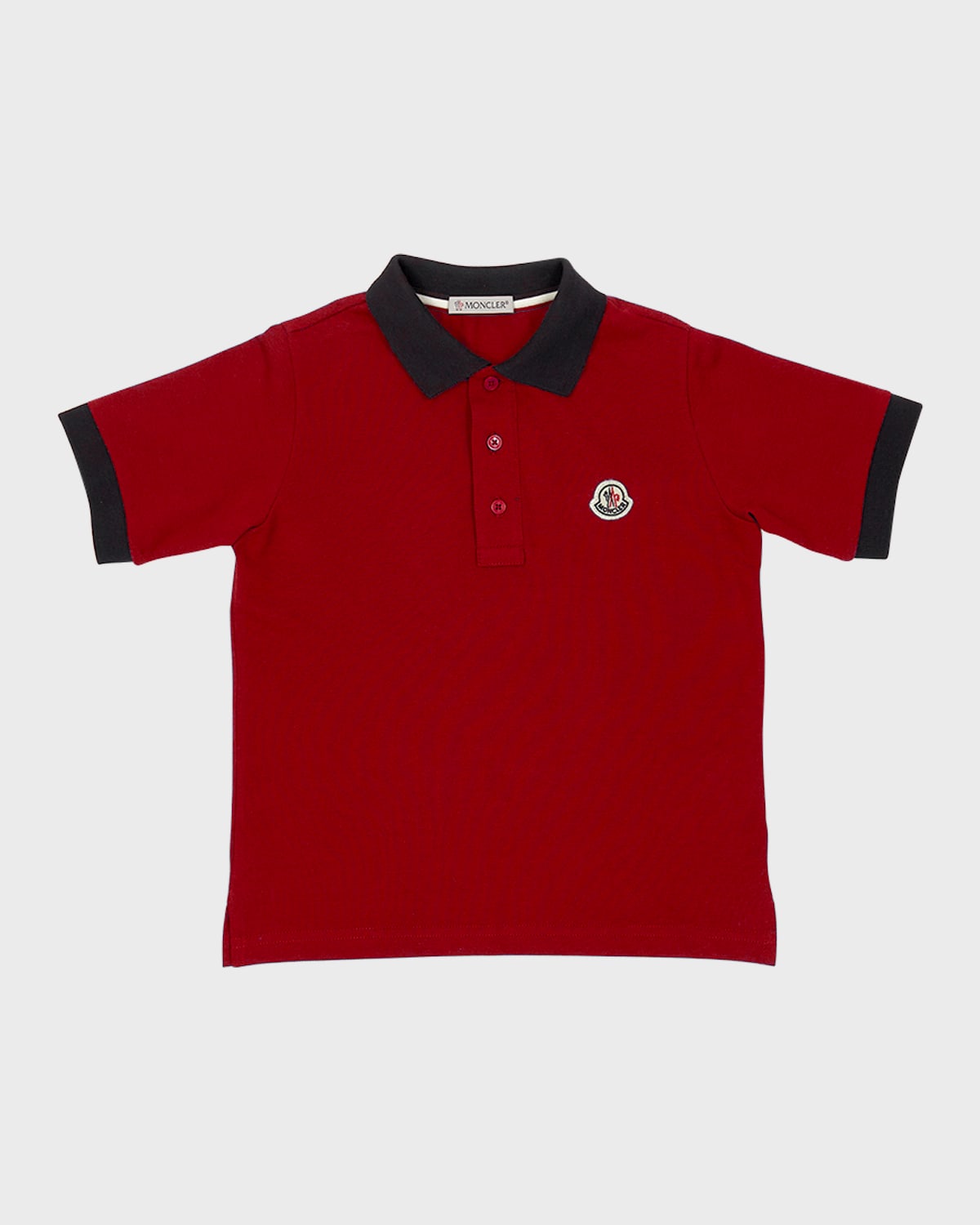 Shop Moncler Boy's Logo Patch Polo Shirt In Red