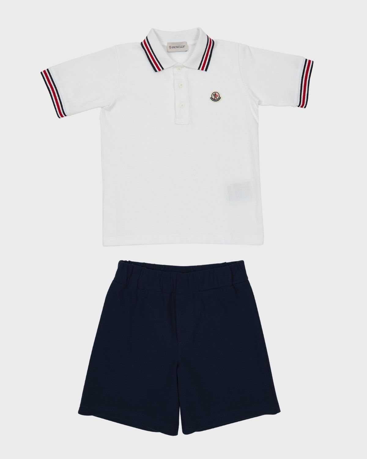 Moncler Kids' Boy's Polo Shirt W/ Shorts Set In White