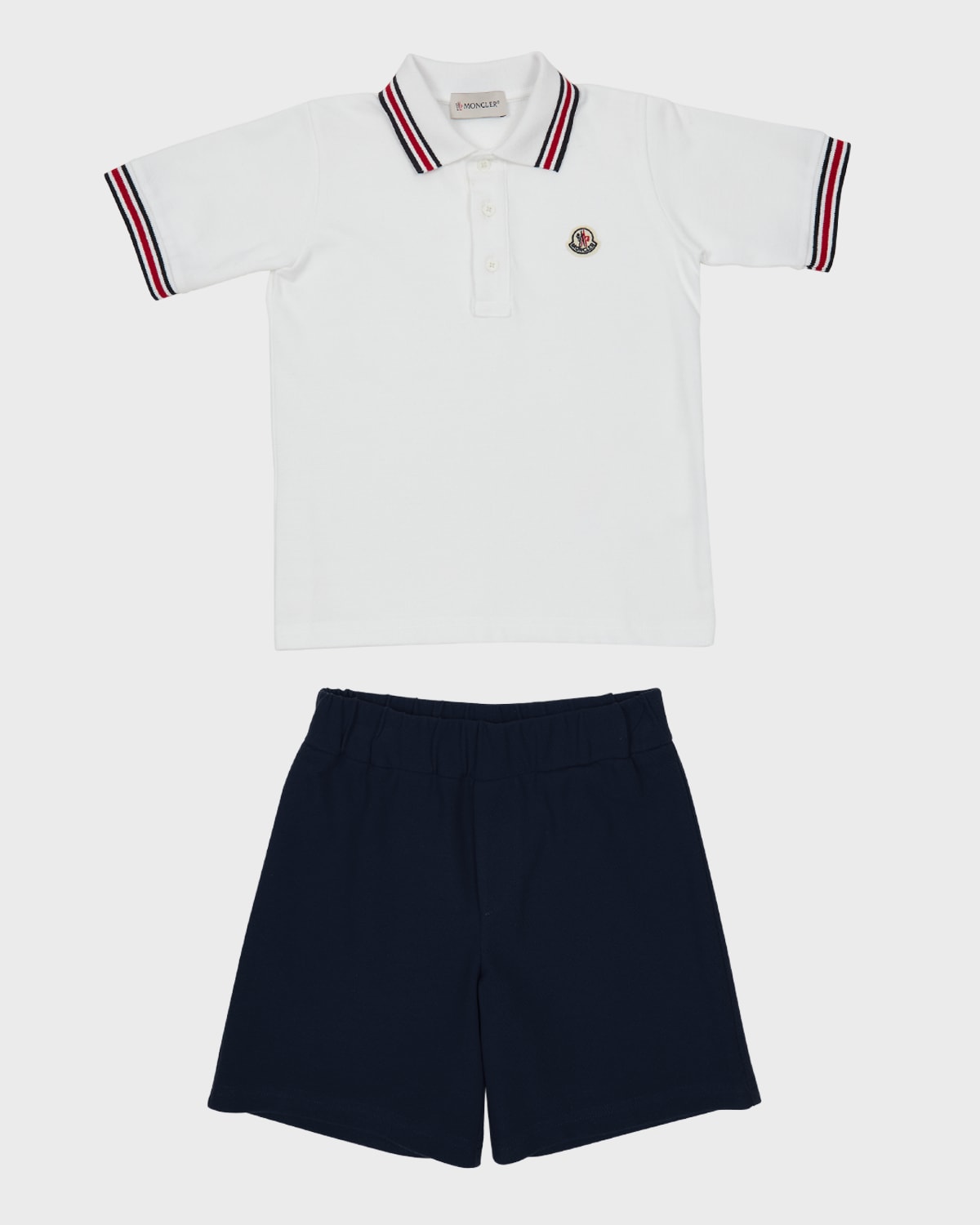 Moncler Kids' Boy's Polo Shirt W/ Shorts Set In White