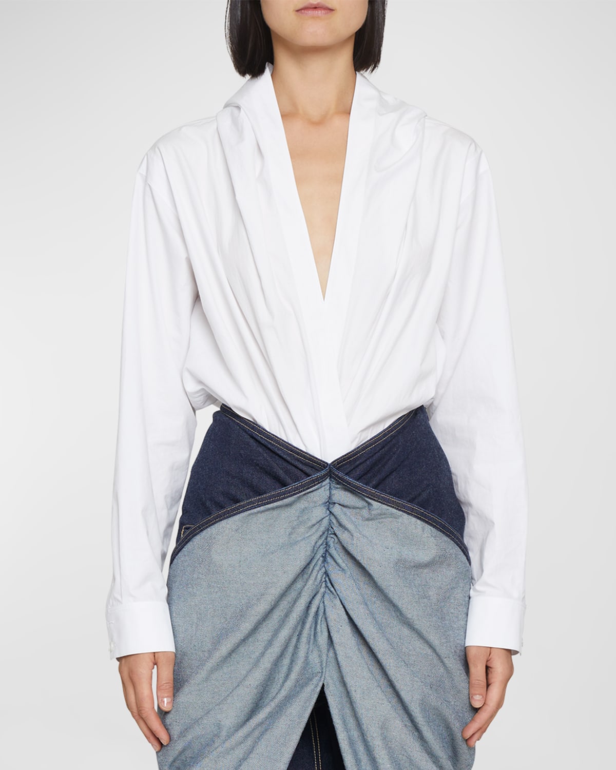 Alaïa Cotton Hooded Bodysuit In Blanc