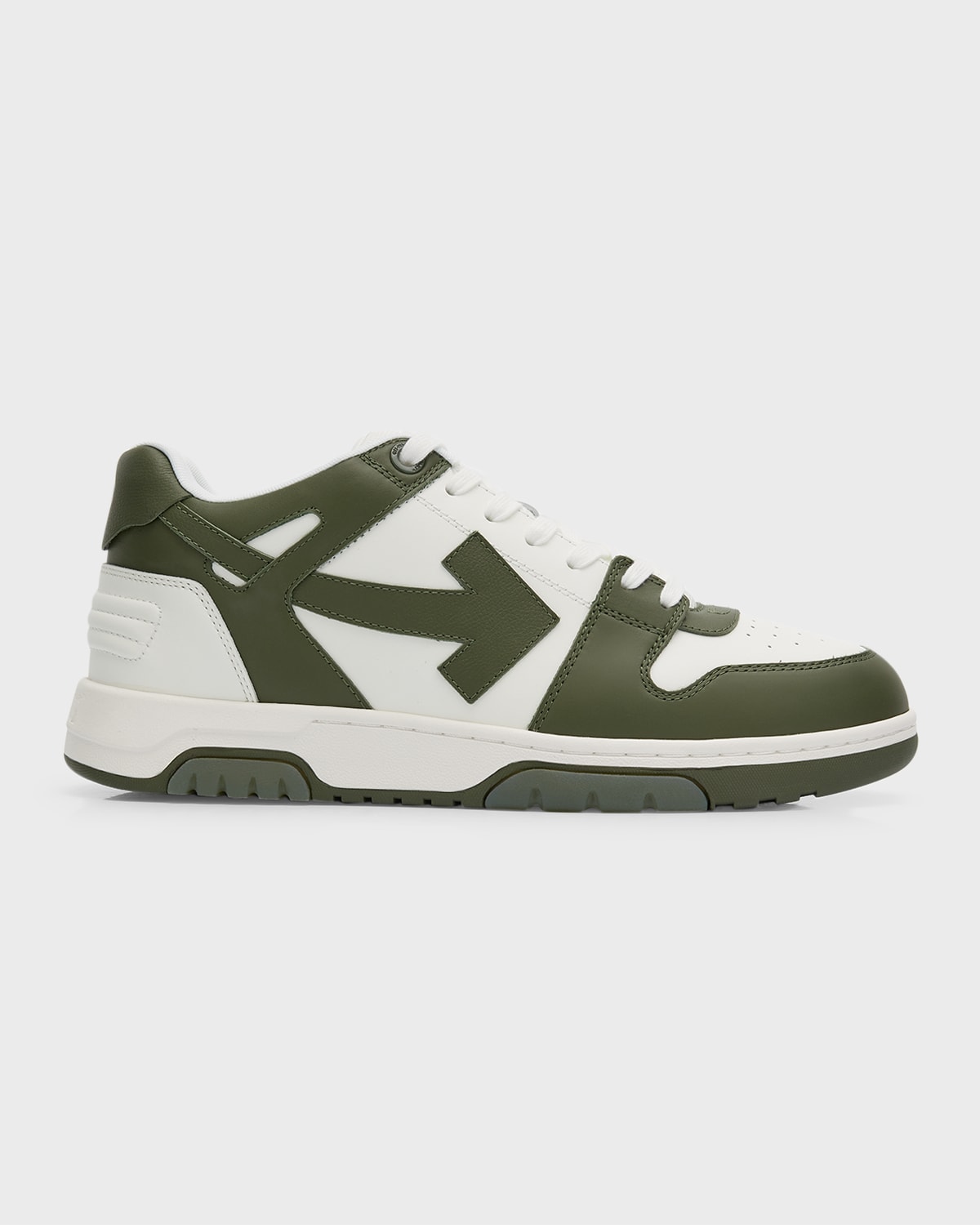 Shop Off-white Men's Out Of Office Bicolor Leather Low-top Sneakers In Dark Green White