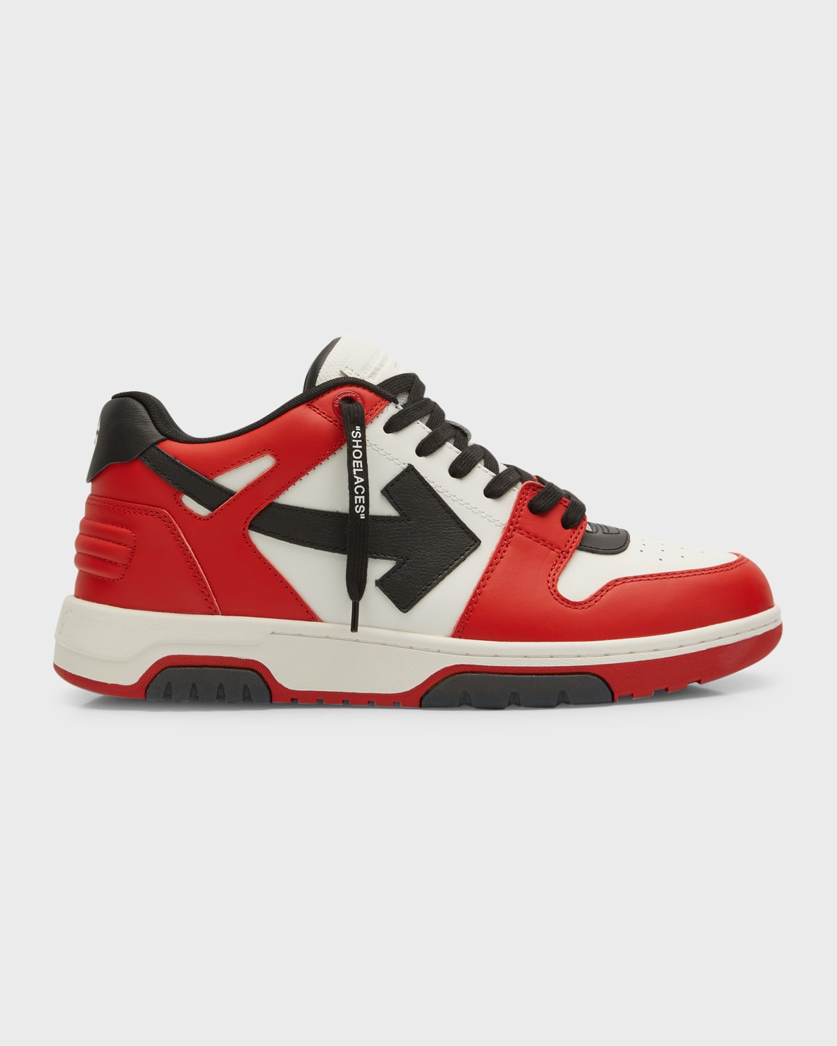 Off-white Men's Out Of Office Leather Low-top Sneakers In Red Black
