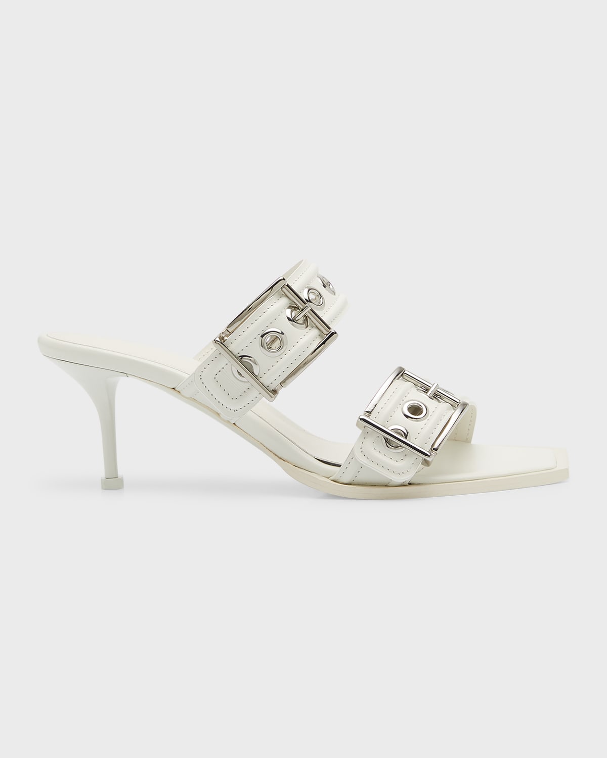 Alexander Mcqueen Boxcar Calfskin Dual-buckle Sandals In White/mult