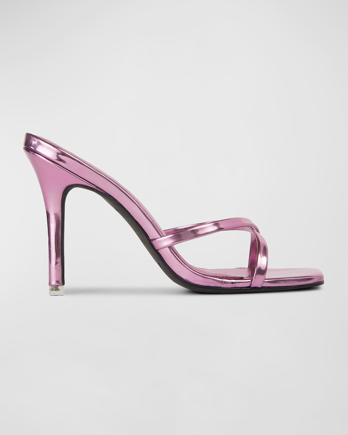 Black Suede Studio Arielle Sandals In Pink Mirror Metallic Leather