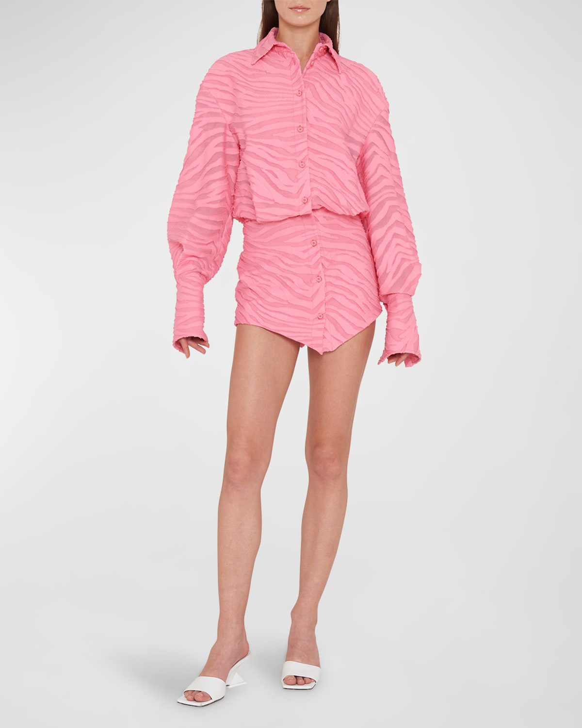 Attico Silvye Zebra-patterned Shirt Dress In Geranium