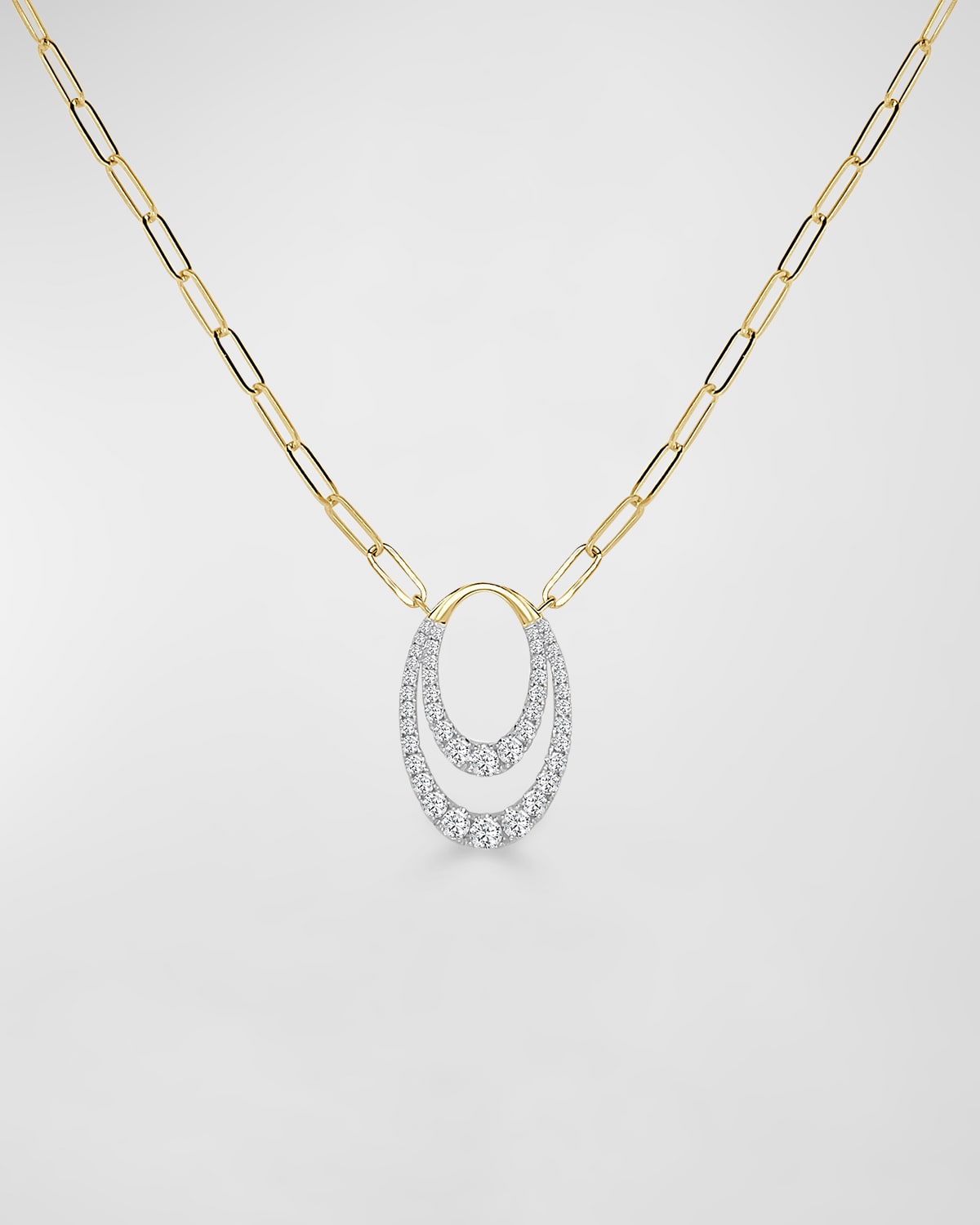 Frederic Sage 18k Yellow and White Gold Double Vertical Oval Diamond Necklace