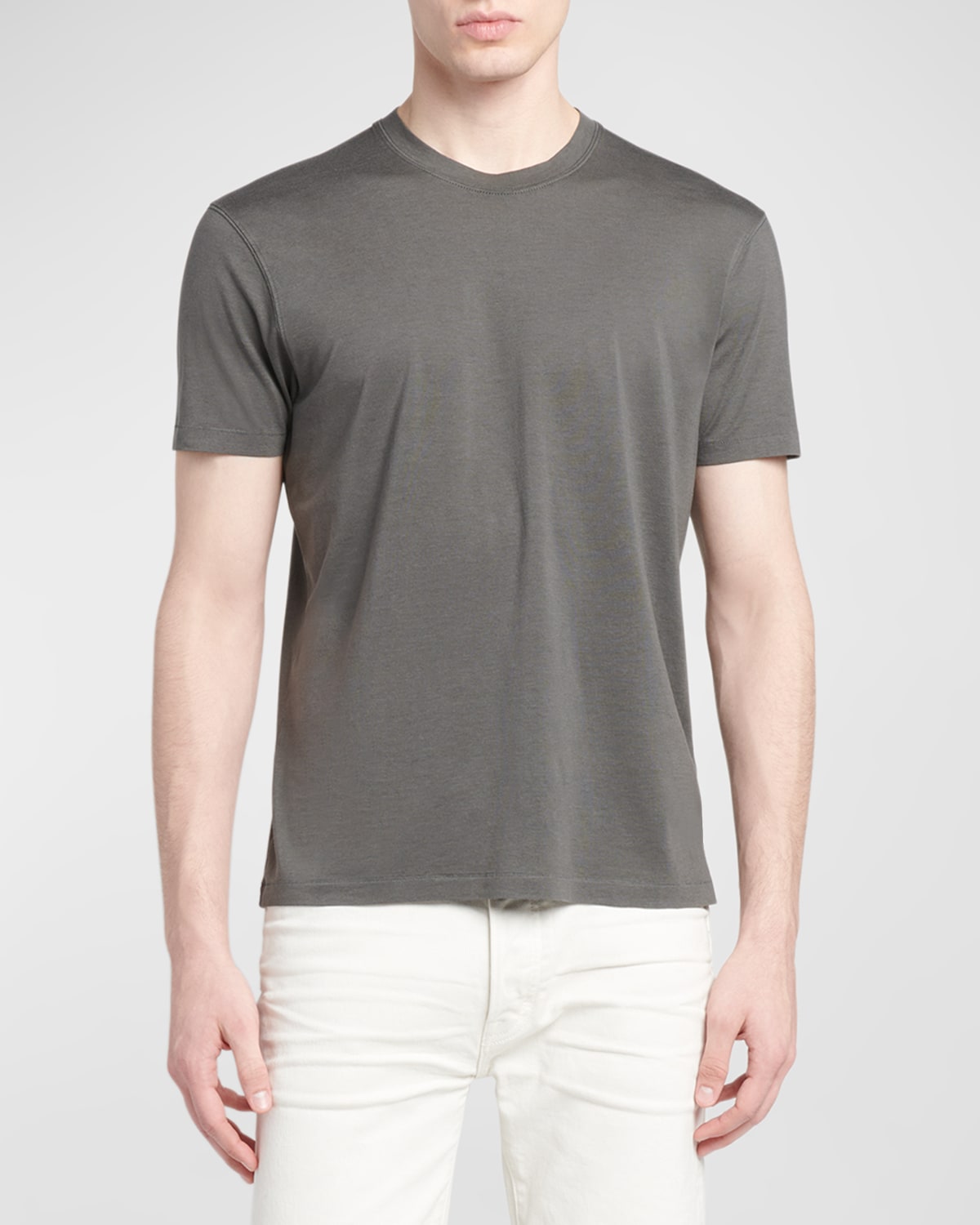 Tom Ford Men's Lyocell-cotton Crewneck T-shirt In Grey
