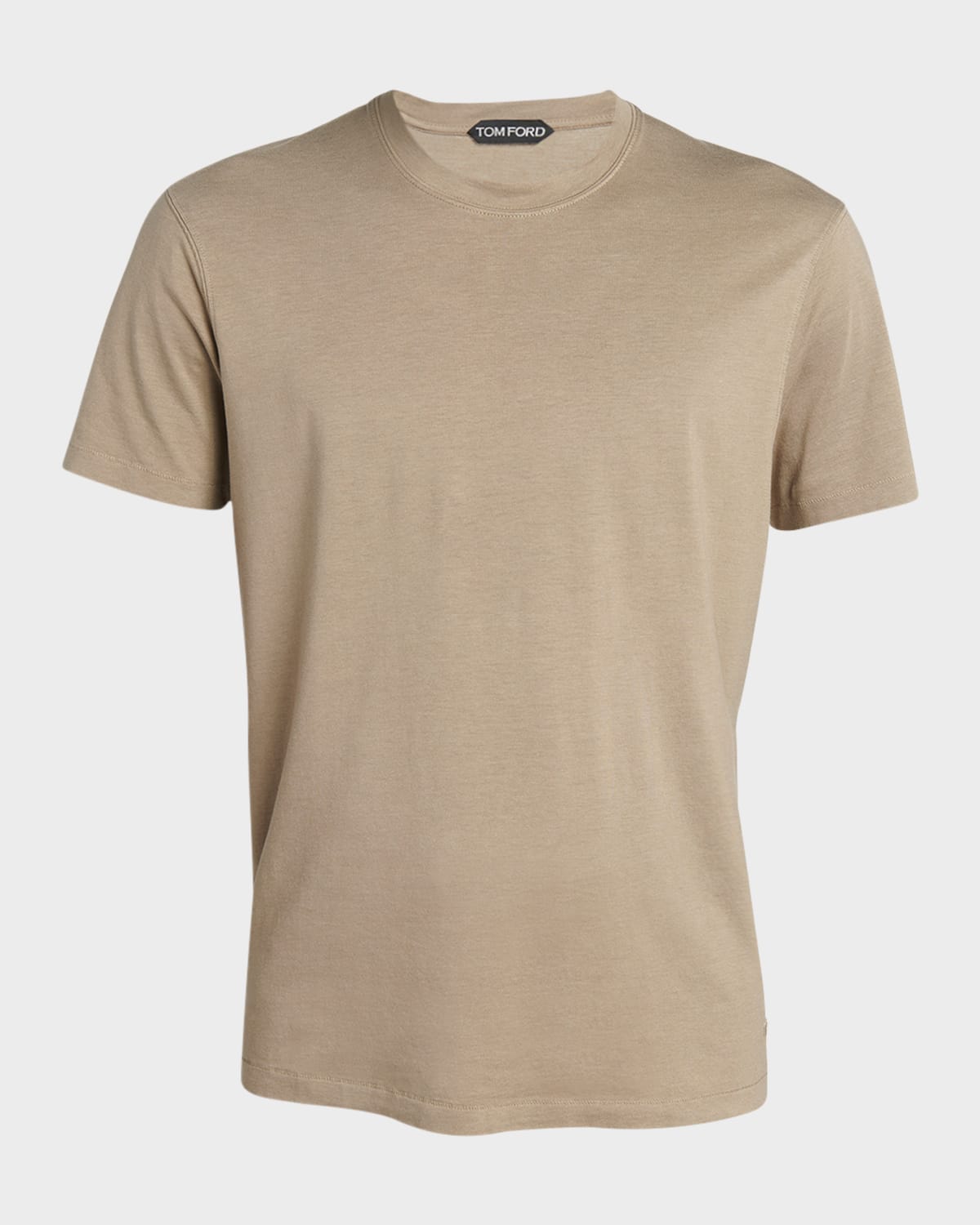 Tom Ford Cotton Blend Crewneck T-shirt In Khaki
