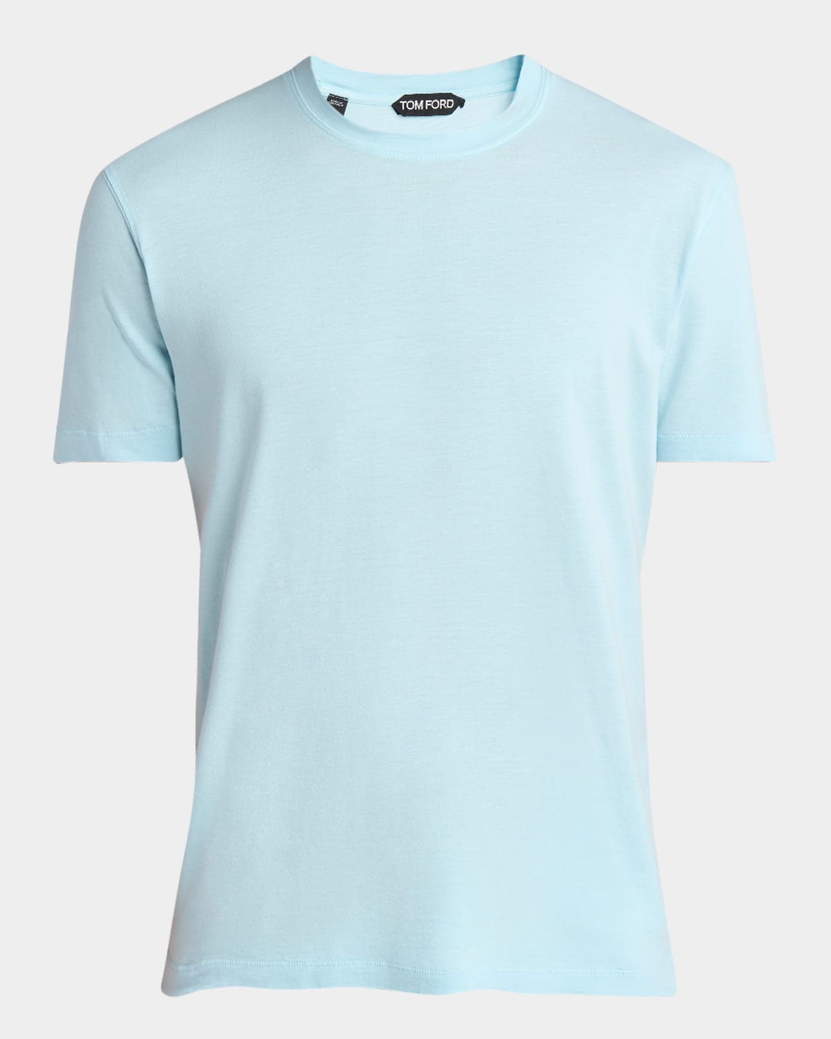 Tom Ford Mens Brand-embroidery Crewneck Woven T-shirt Glass Blue In Glass Blue