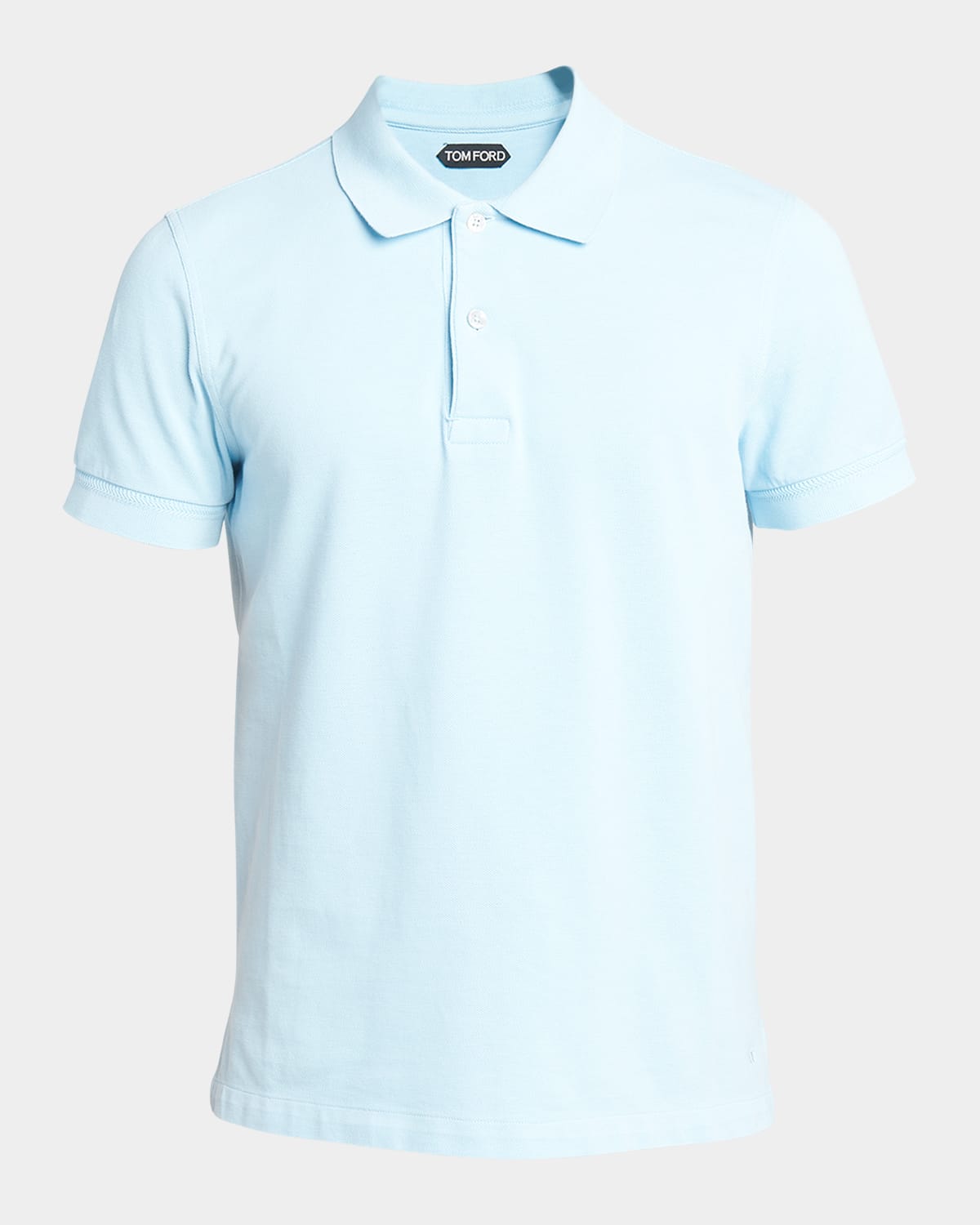 Shop Tom Ford Men's Cotton Pique Polo Shirt In Pale Sky